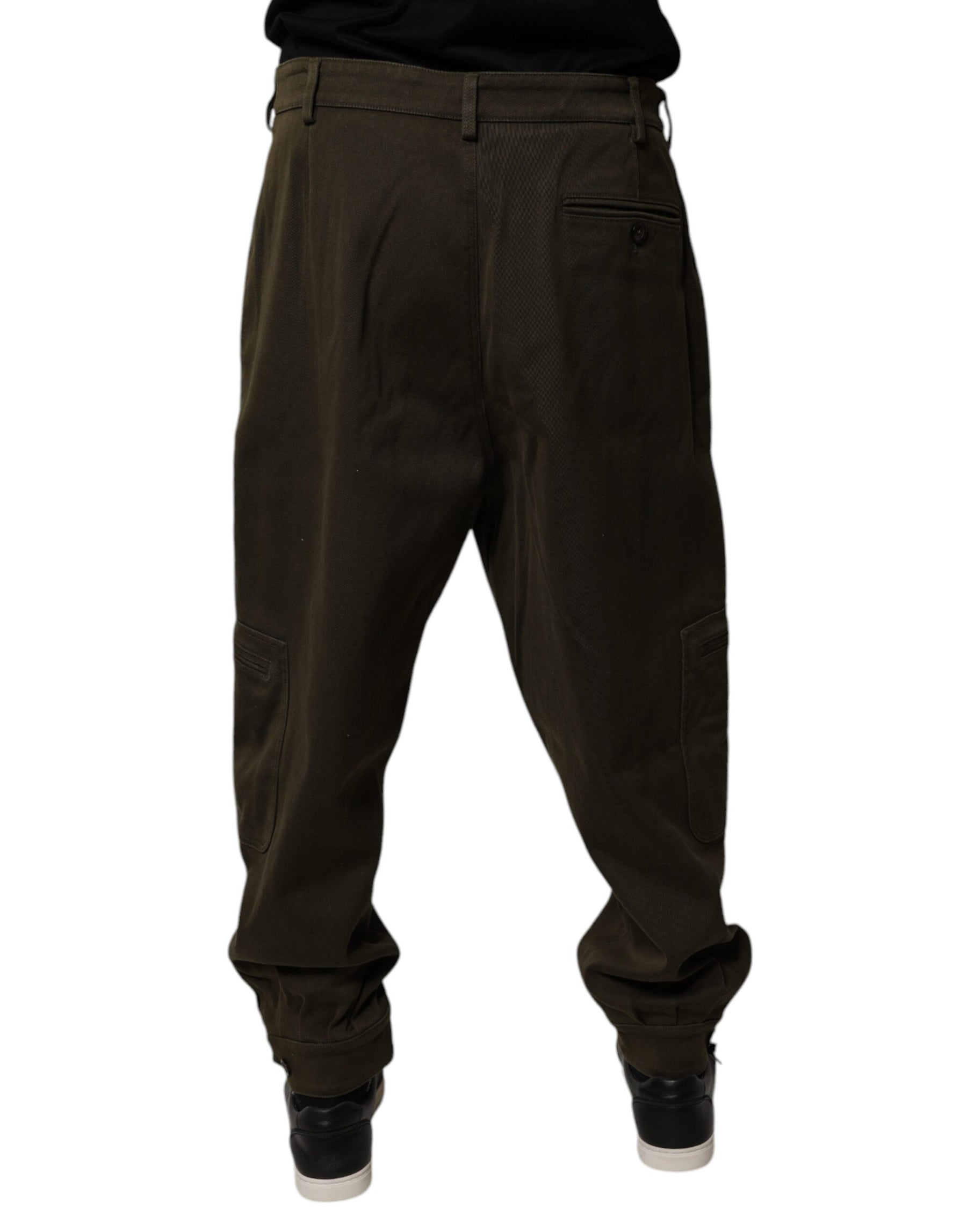 Dolce & Gabbana Dark Brown Cotton Jogger Cargo Pants | Regal Royce