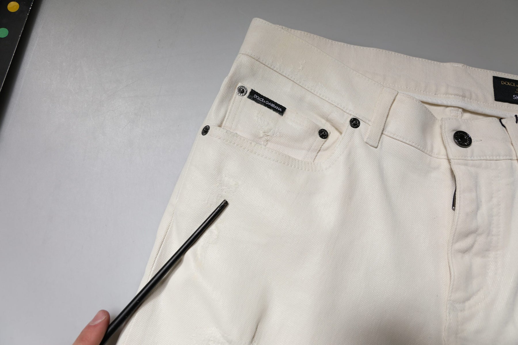 Dolce & Gabbana Off White Cotton Stretch Skinny Denim Jeans | Regal Royce