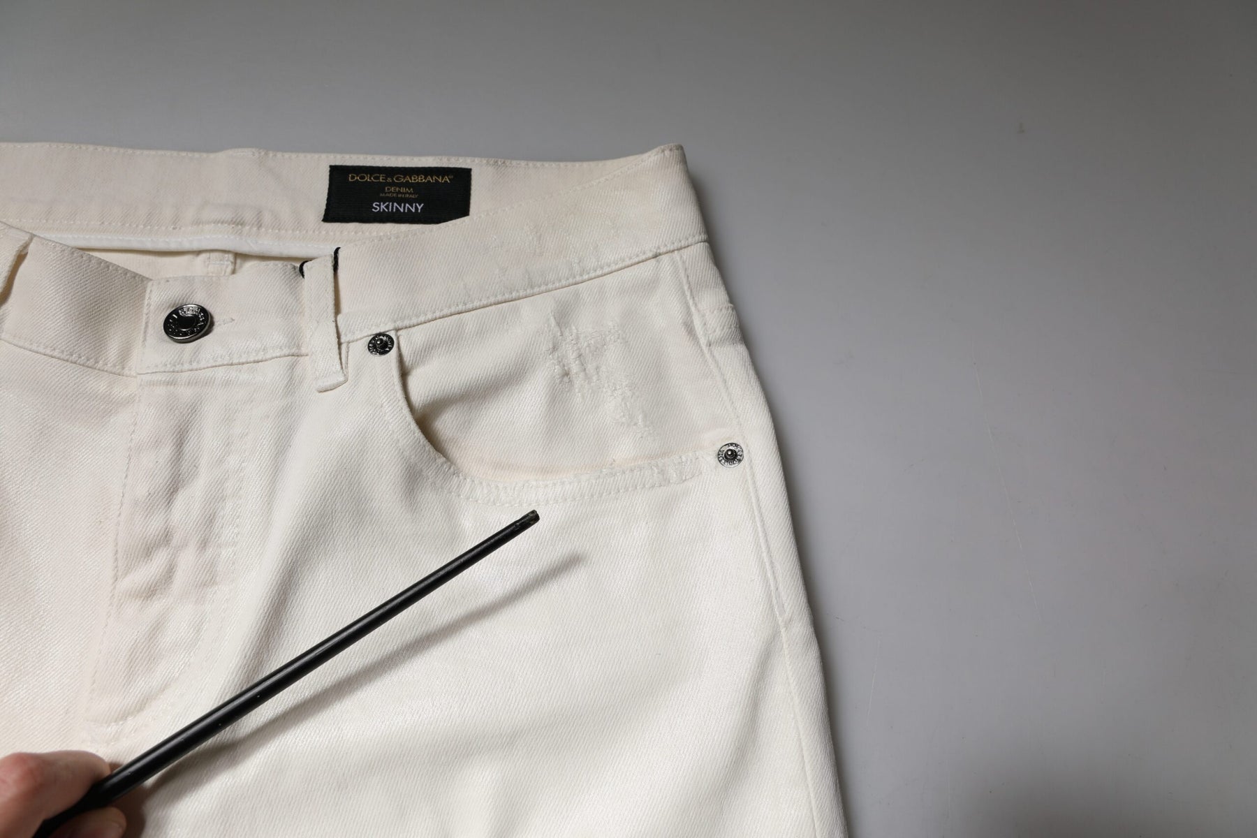 Dolce & Gabbana Off White Cotton Stretch Skinny Denim Jeans | Regal Royce