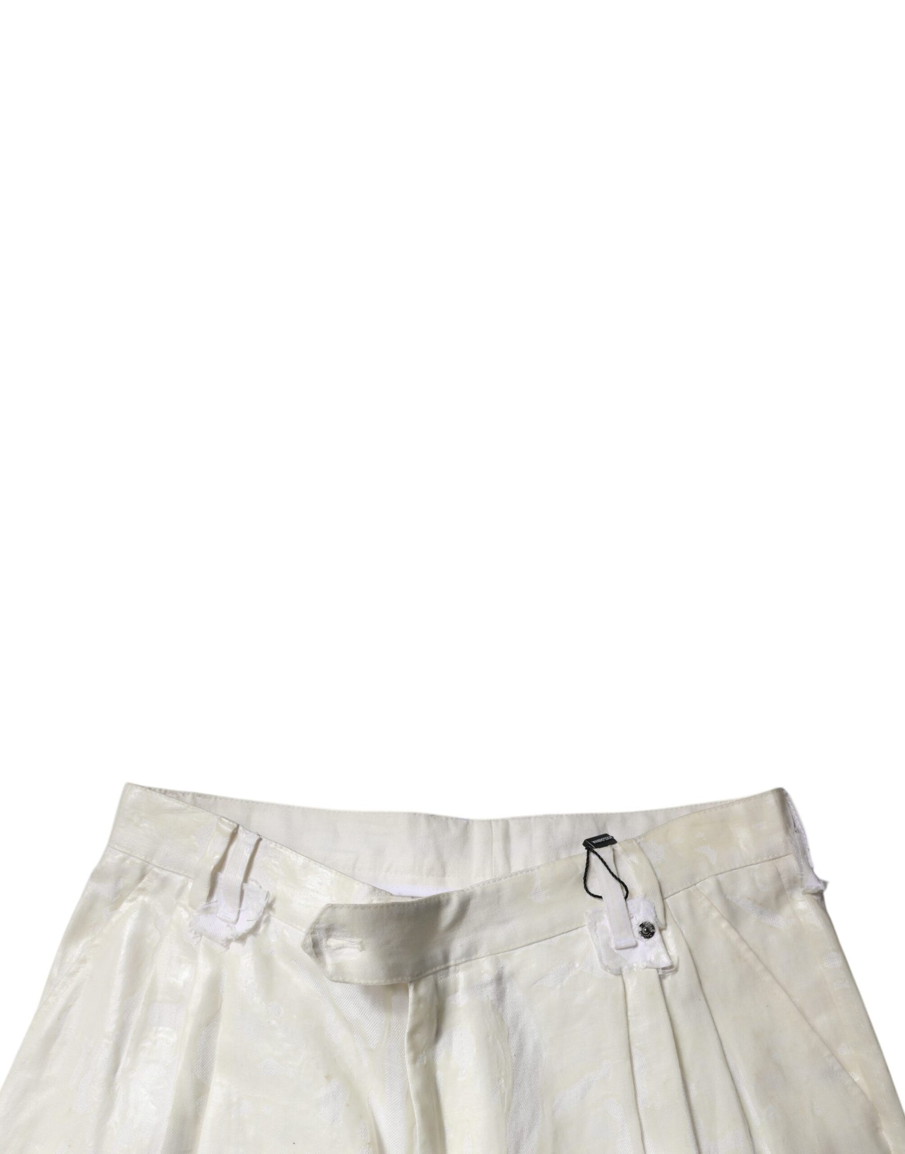 Dolce & Gabbana White Linen Mid Waist Straight Men Denim Jeans | Regal Royce