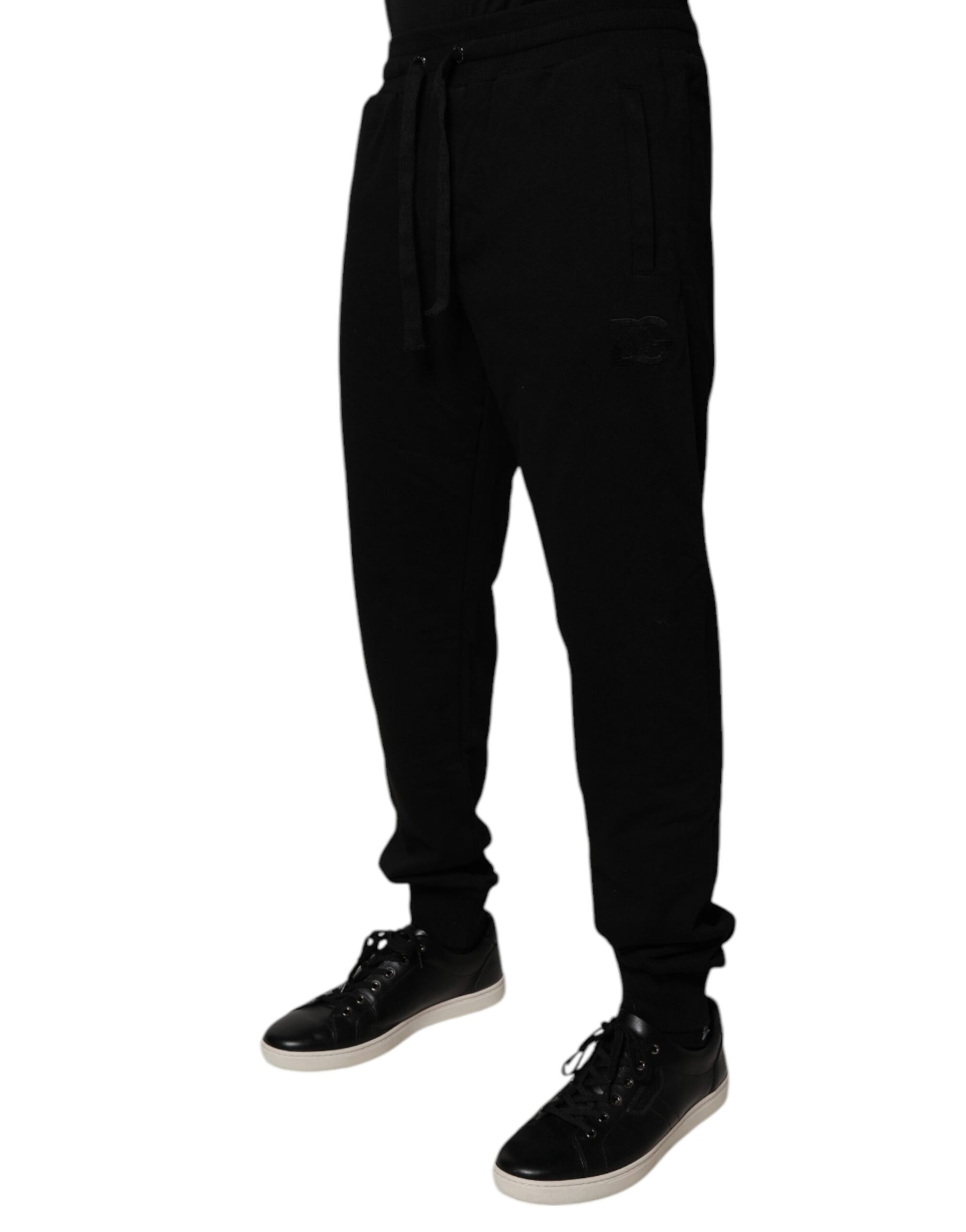 Dolce & Gabbana Black Cotton Mid Waist Jogger Sweatpants Pants | Regal Royce