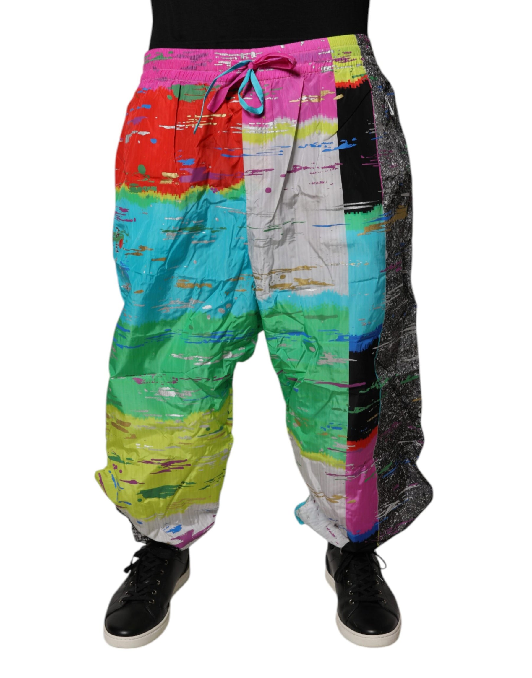 Dolce & Gabbana Multicolor Patchwork Mid Waist Sweatpants Pants | Regal Royce