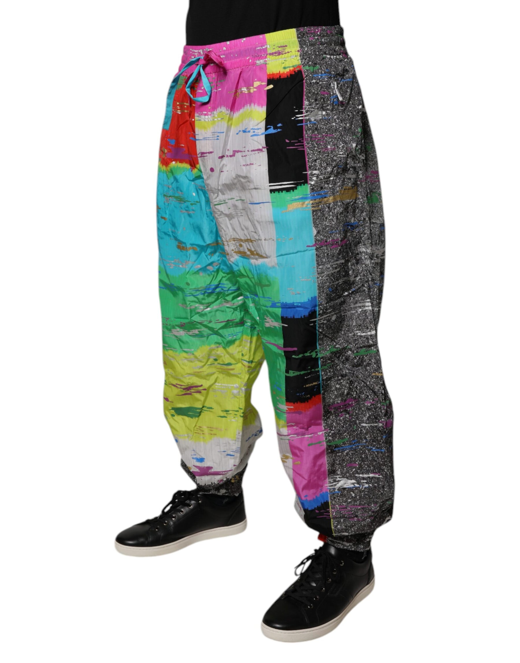 Dolce & Gabbana Multicolor Patchwork Mid Waist Sweatpants Pants | Regal Royce