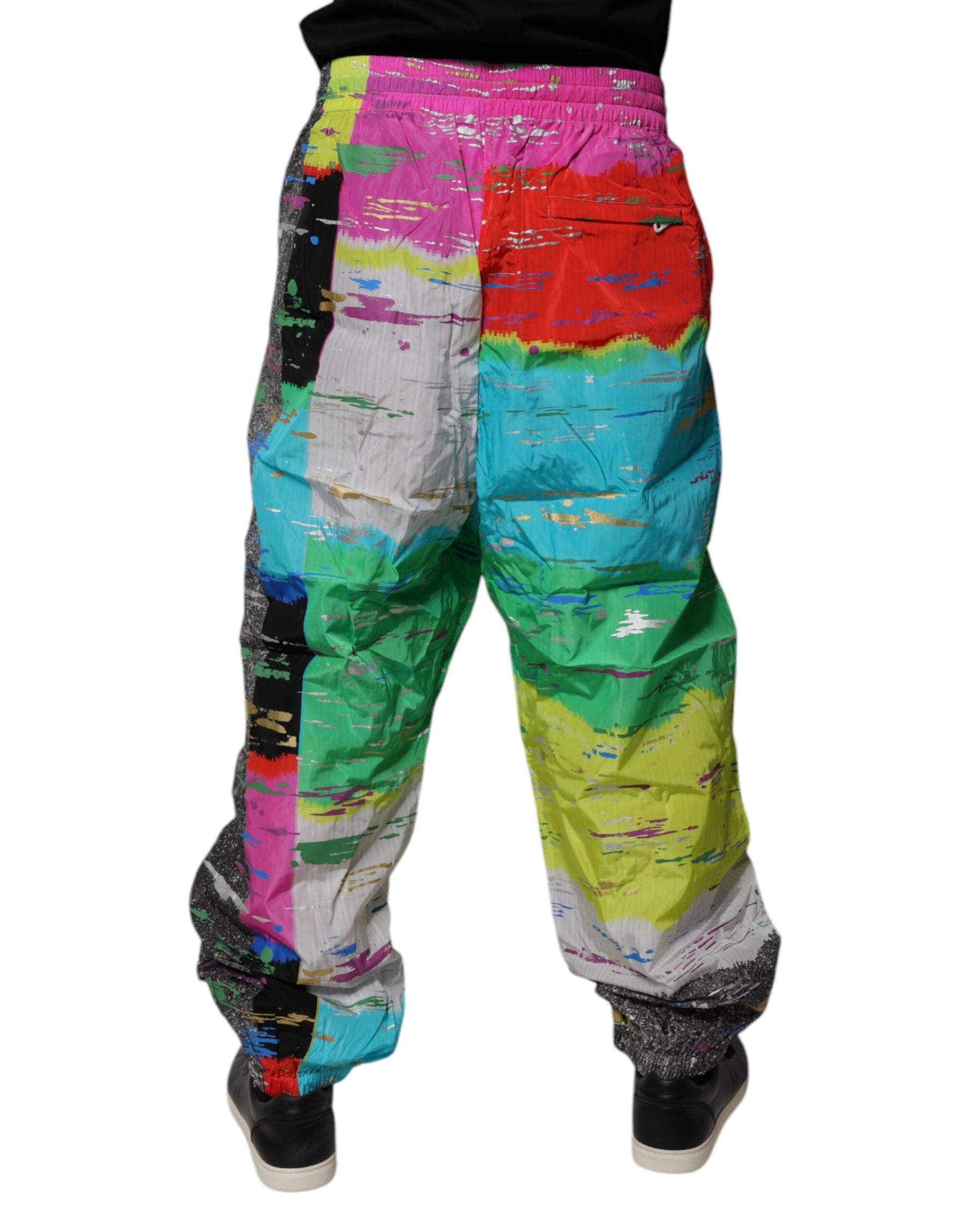 Dolce & Gabbana Multicolor Patchwork Mid Waist Sweatpants Pants | Regal Royce