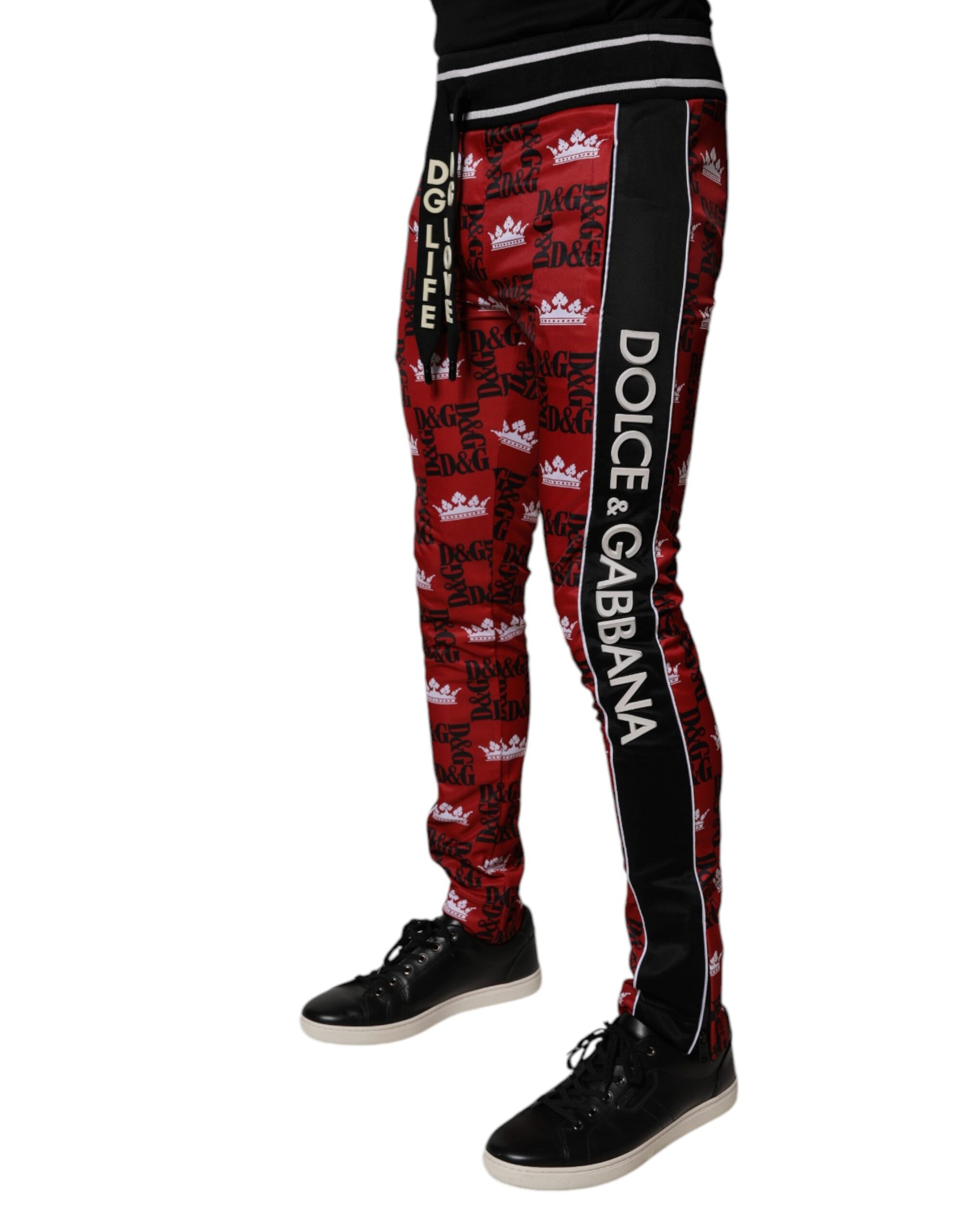 Dolce & Gabbana Red Crown Logo Monogram Men Sweatpants Pants | Regal Royce