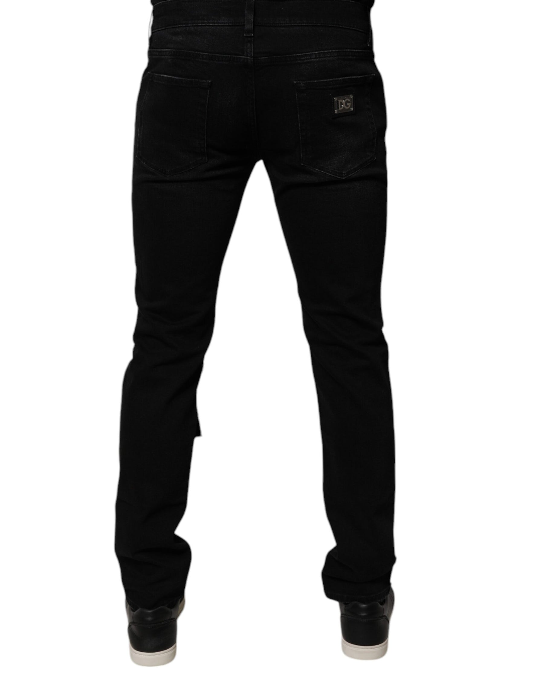 Dolce & Gabbana Black Ripped Cotton Skinny Men Denim Jeans | Regal Royce
