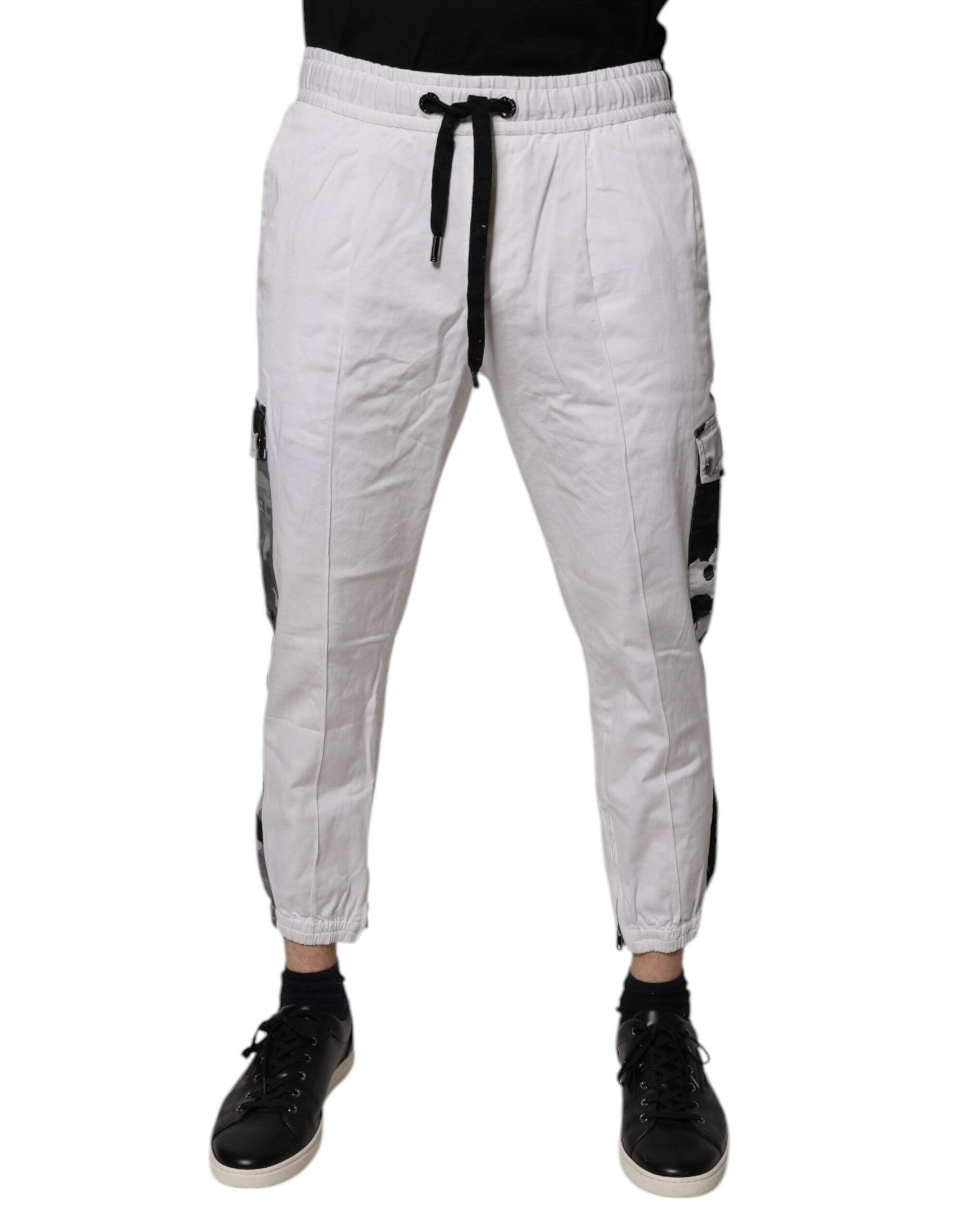 Dolce & Gabbana White Cotton Cargo Jogger Sweatpants Pants | Regal Royce