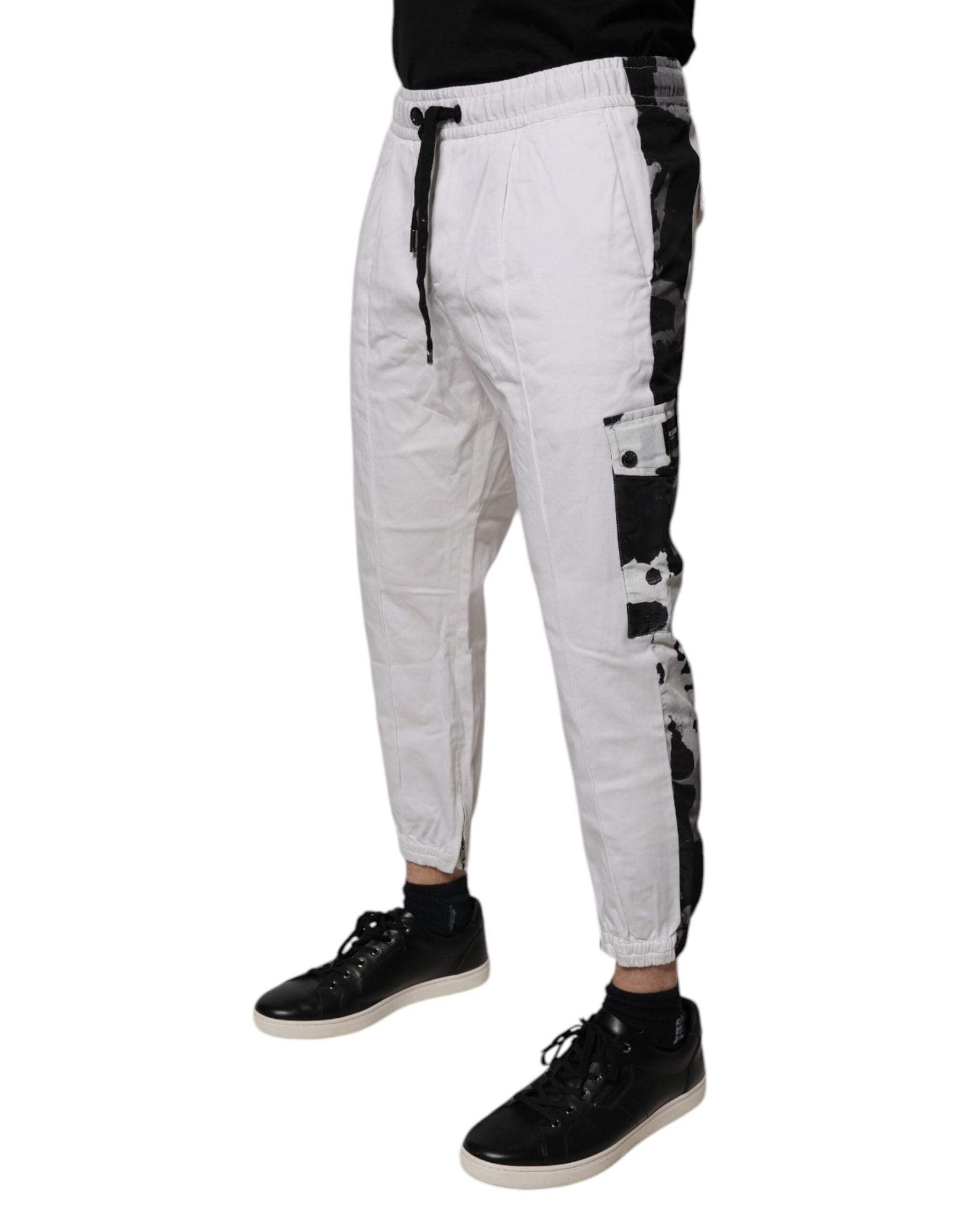 Dolce & Gabbana White Cotton Cargo Jogger Sweatpants Pants | Regal Royce