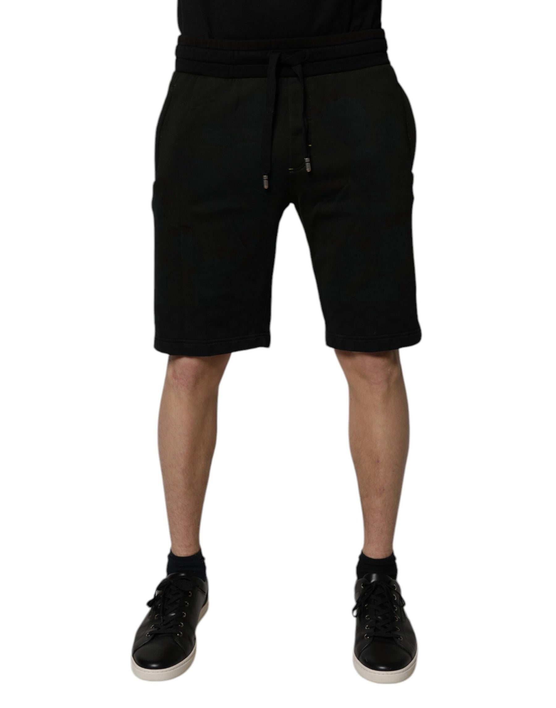 Dolce & Gabbana Black Cotton Sweatshorts Men Bermuda Shorts | Regal Royce