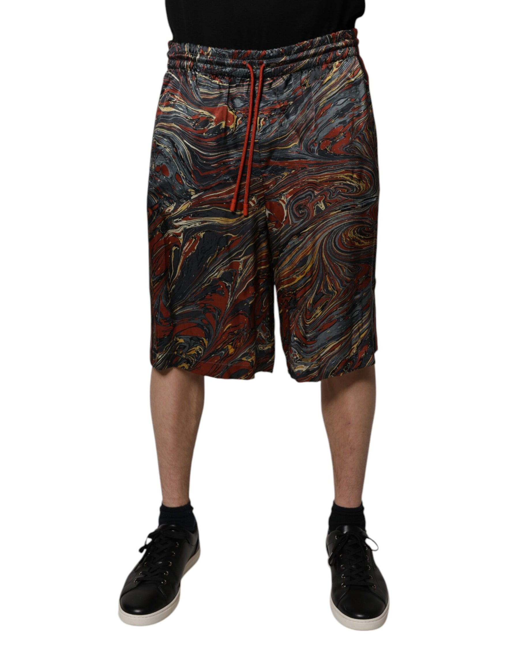 Dolce & Gabbana Multicolor Marble Print Trouser Bermuda Shorts | Regal Royce