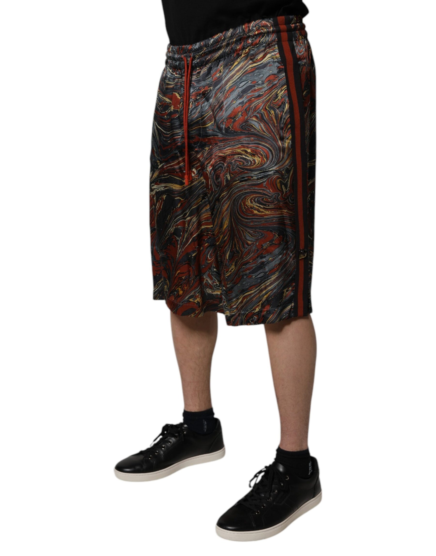 Dolce & Gabbana Multicolor Marble Print Trouser Bermuda Shorts | Regal Royce