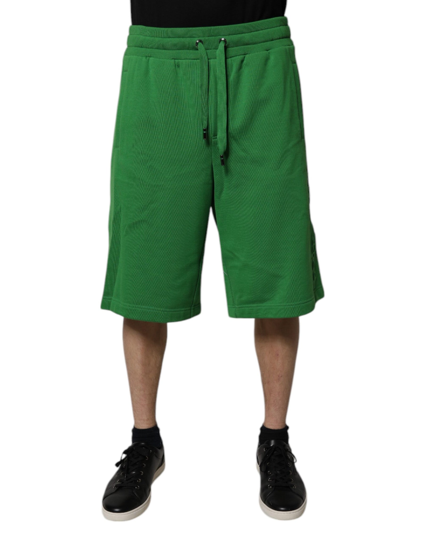Dolce & Gabbana Green Cotton Men Sweatshorts Bermuda Shorts | Regal Royce