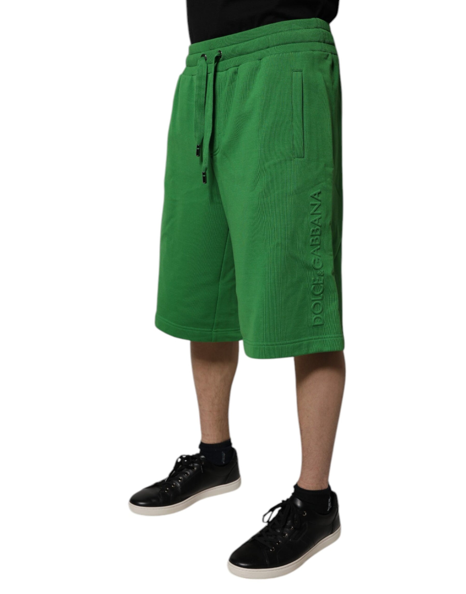Dolce & Gabbana Green Cotton Men Sweatshorts Bermuda Shorts | Regal Royce