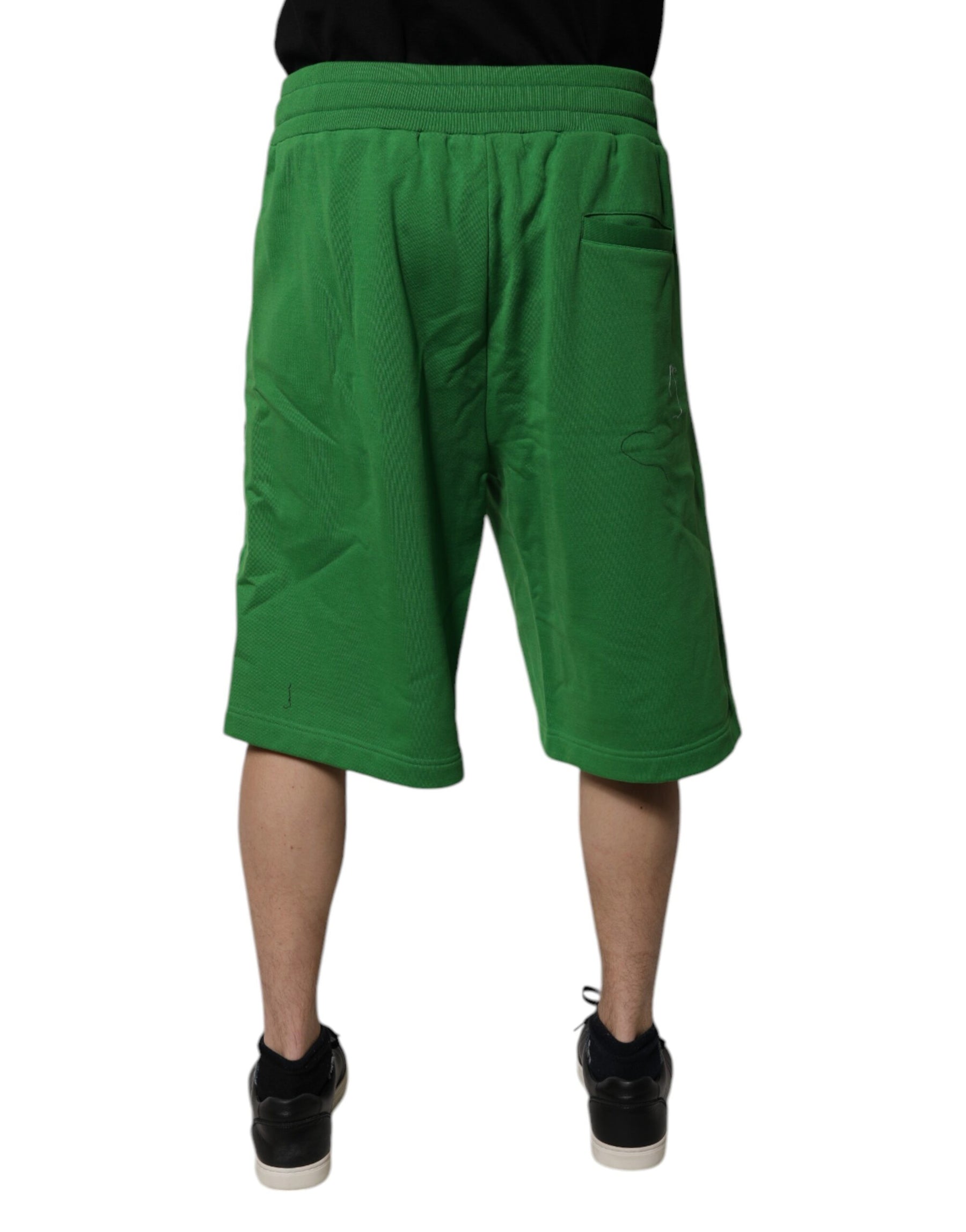 Dolce & Gabbana Green Cotton Men Sweatshorts Bermuda Shorts | Regal Royce