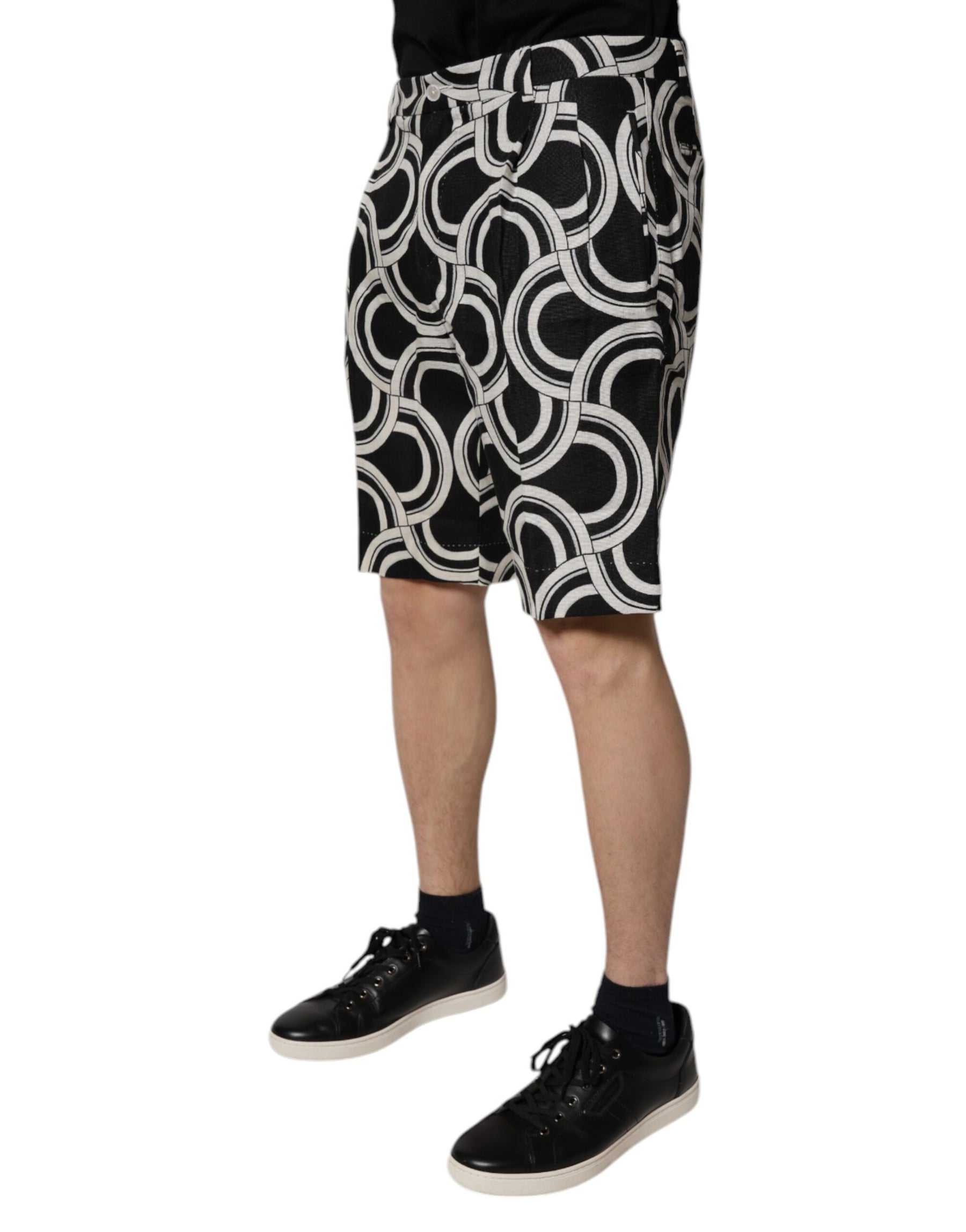 Dolce & Gabbana Black White Linen Bermuda Shorts | Regal Royce