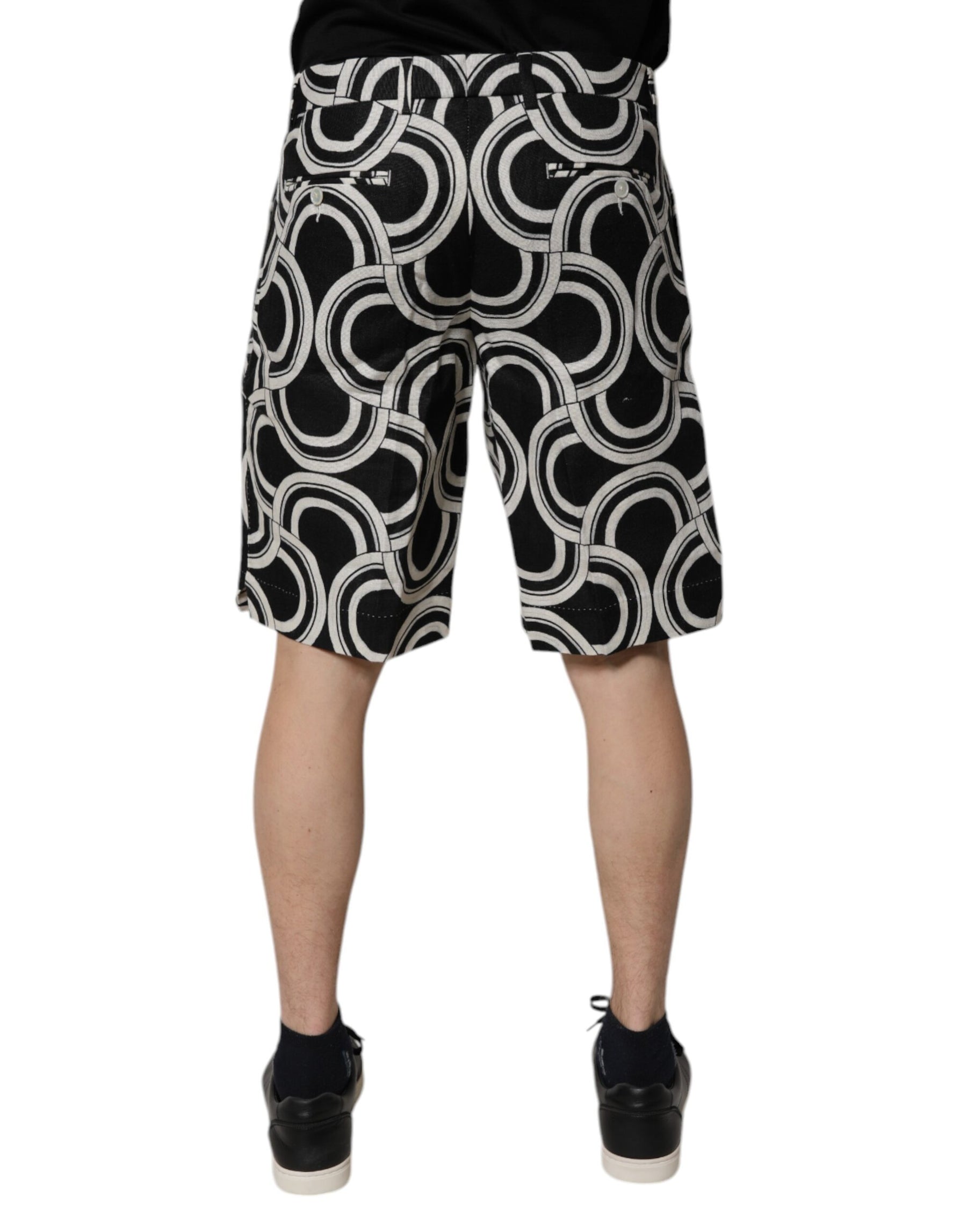Dolce & Gabbana Black White Linen Bermuda Shorts | Regal Royce
