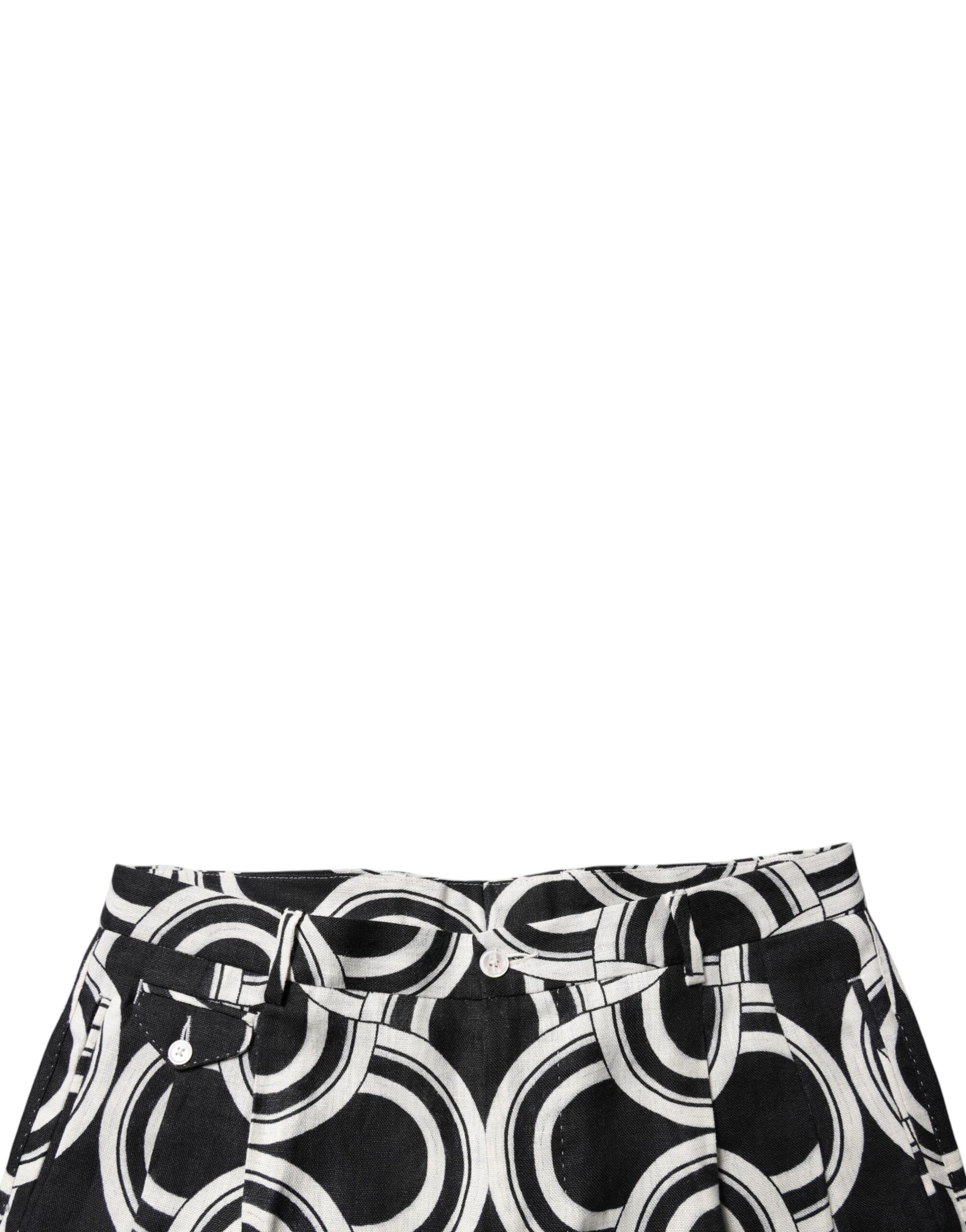 Dolce & Gabbana Black White Linen Bermuda Shorts | Regal Royce