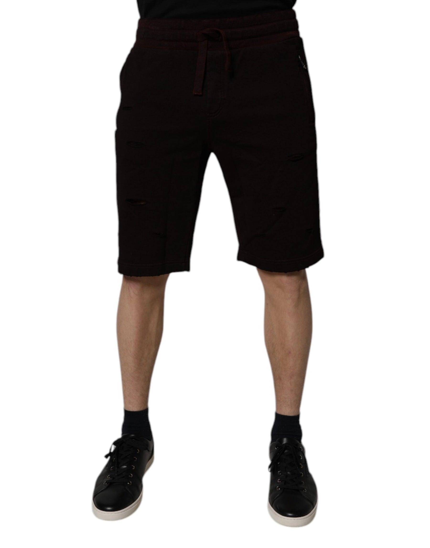Dolce & Gabbana Maroon Cotton Sweatshorts Men Bermuda Shorts | Regal Royce