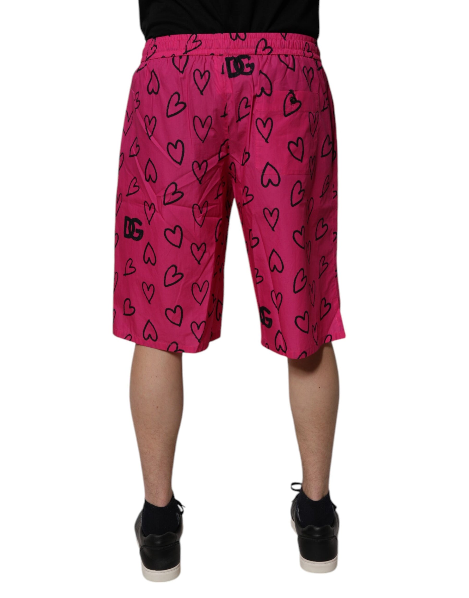 Dolce & Gabbana Pink Cotton Heart Print Bermuda Shorts | Regal Royce