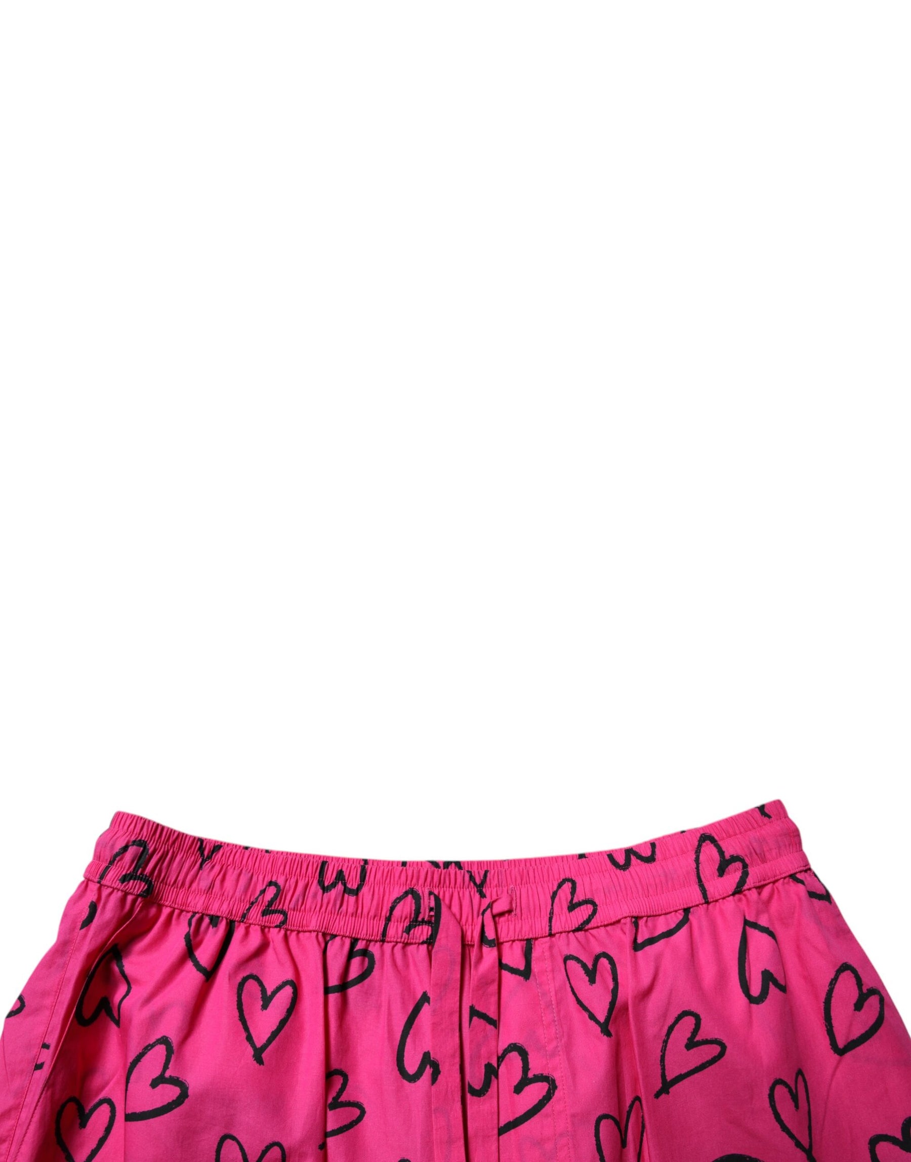 Dolce & Gabbana Pink Cotton Heart Print Bermuda Shorts | Regal Royce