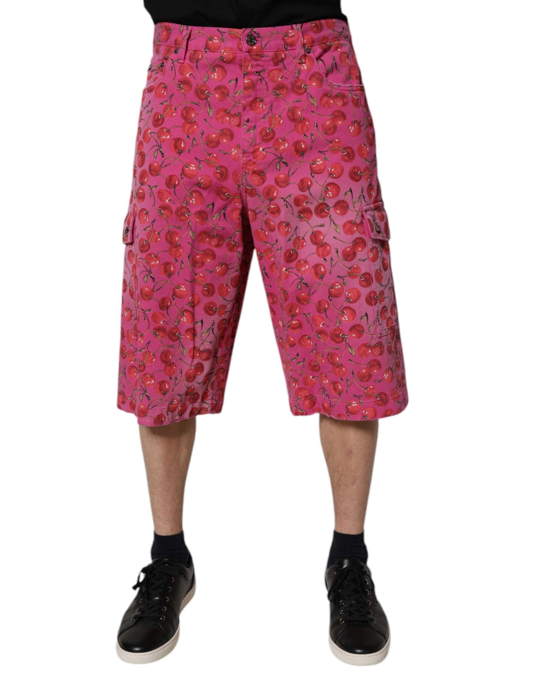 Dolce & Gabbana Pink Cherry Print Cargo Cotton Shorts | Regal Royce