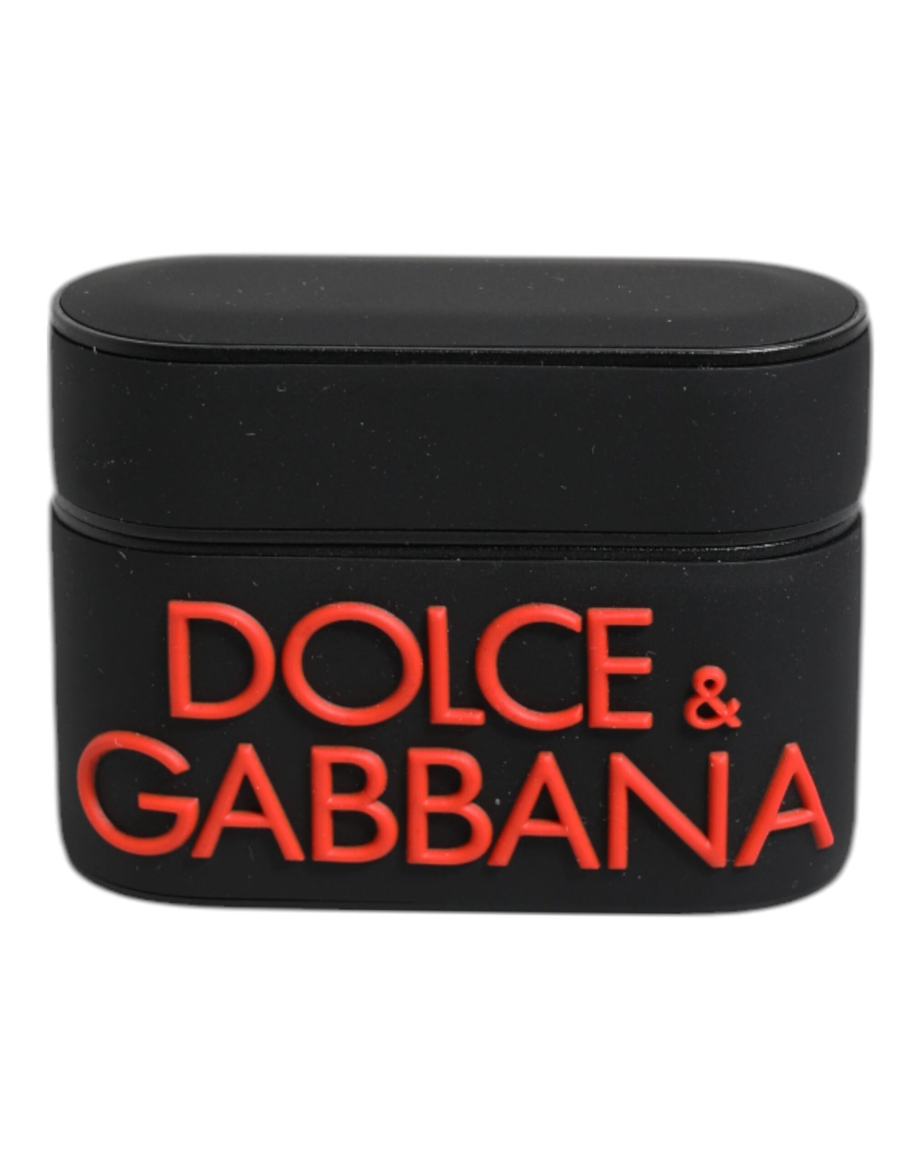 Dolce & Gabbana Black Orange Silicone Embossed Logo Airpods Case | Regal Royce