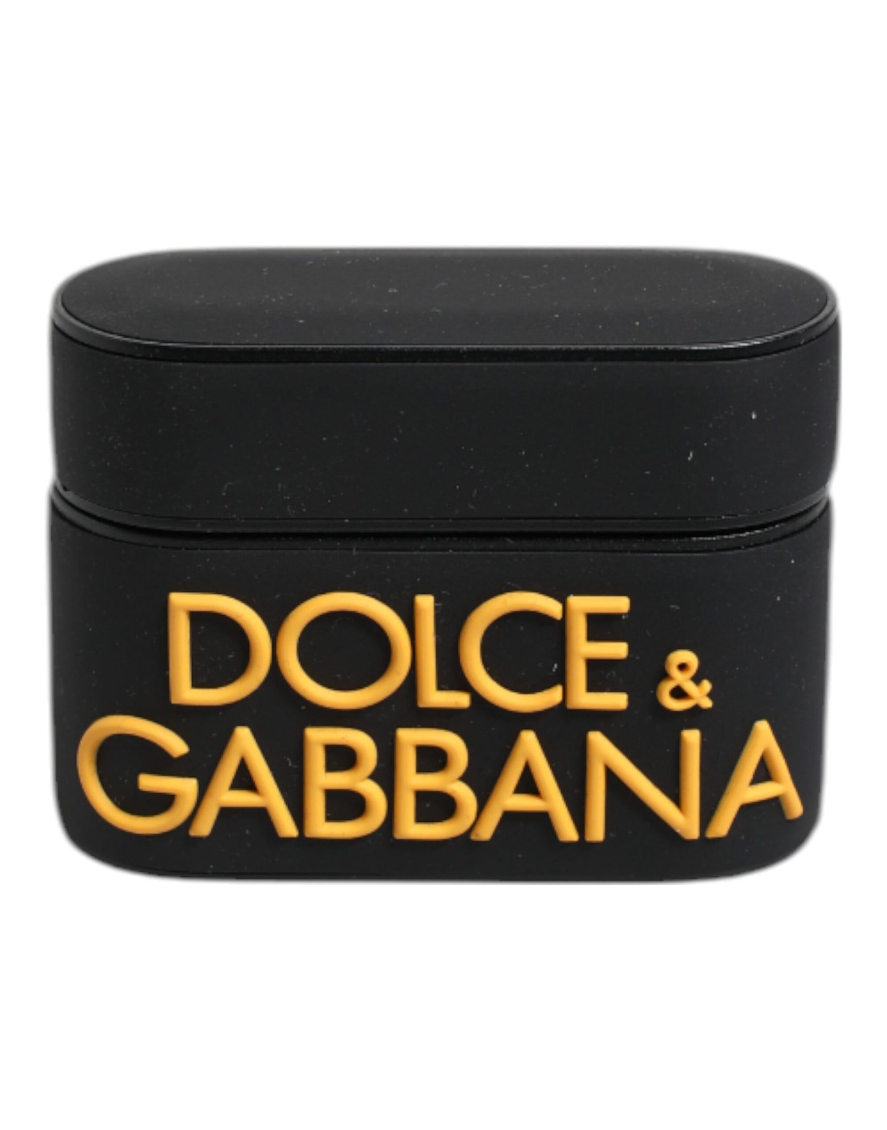 Dolce & Gabbana Black Yellow Silicone Embossed Logo Airpods Case | Regal Royce