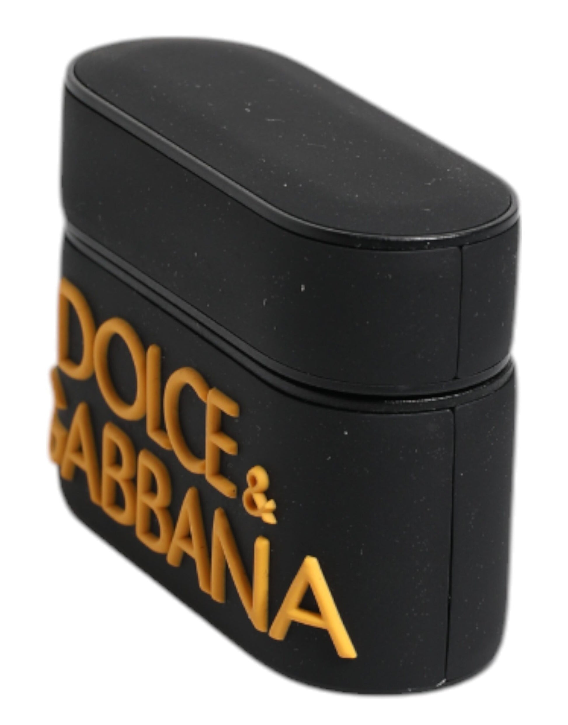 Dolce & Gabbana Black Yellow Silicone Embossed Logo Airpods Case