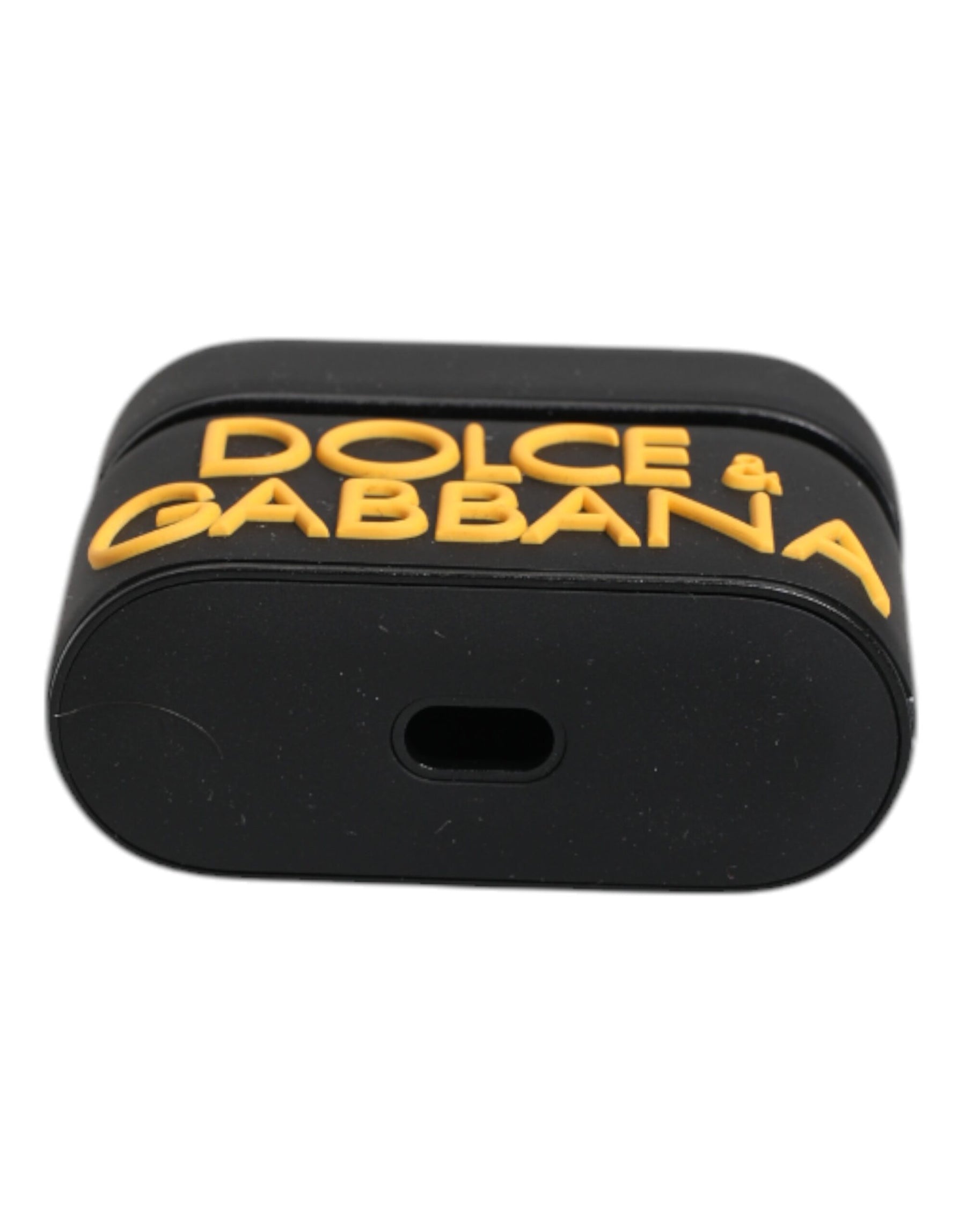 Dolce & Gabbana Black Yellow Silicone Embossed Logo Airpods Case | Regal Royce