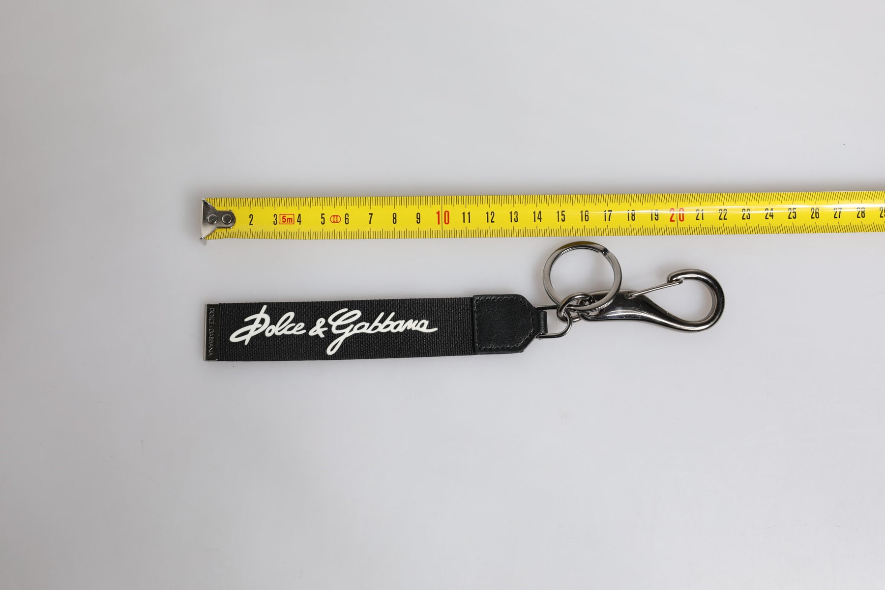 Dolce & Gabbana Black White DG Logo Silver Men Keychain Polyester Keyring | Regal Royce