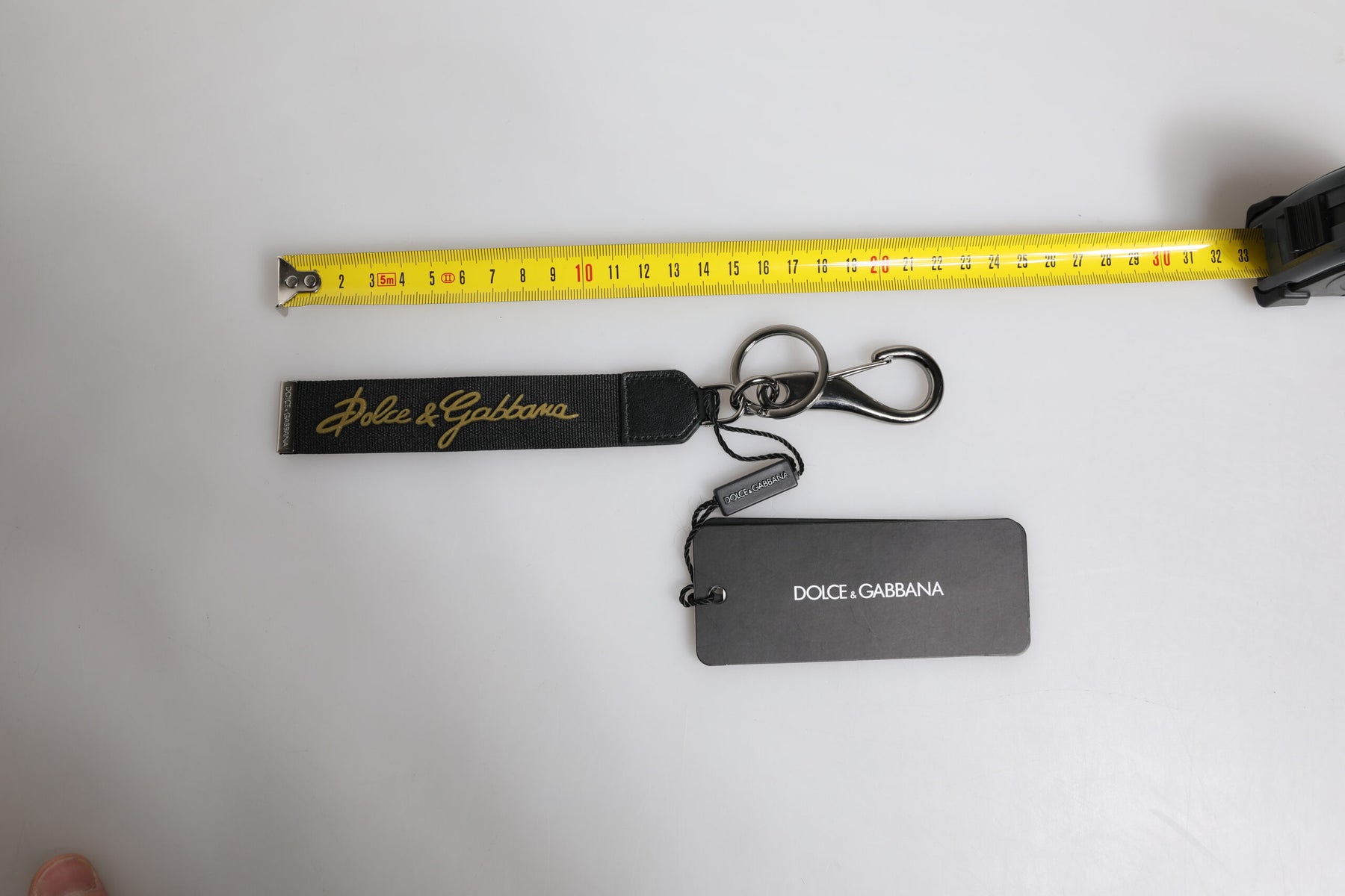 Dolce & Gabbana Black Logo Nylon Silver Brass Men Holder Keychain Keyring | Regal Royce