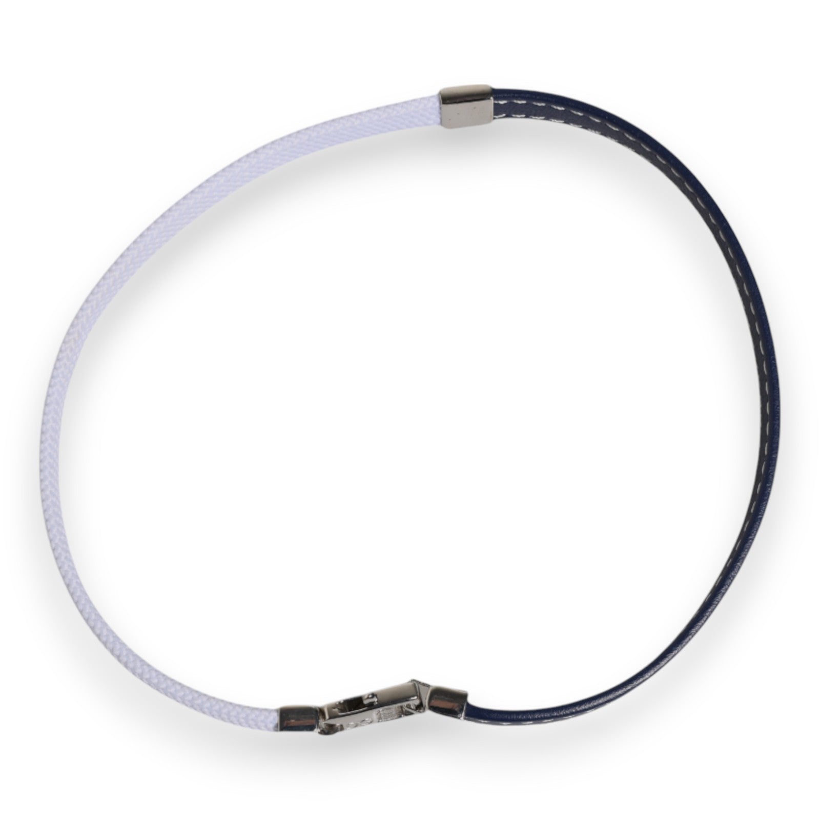 Dolce & Gabbana Blue White Leather Trimmed DG Engraved Silver Tone Clasp Bracelet | Regal Royce