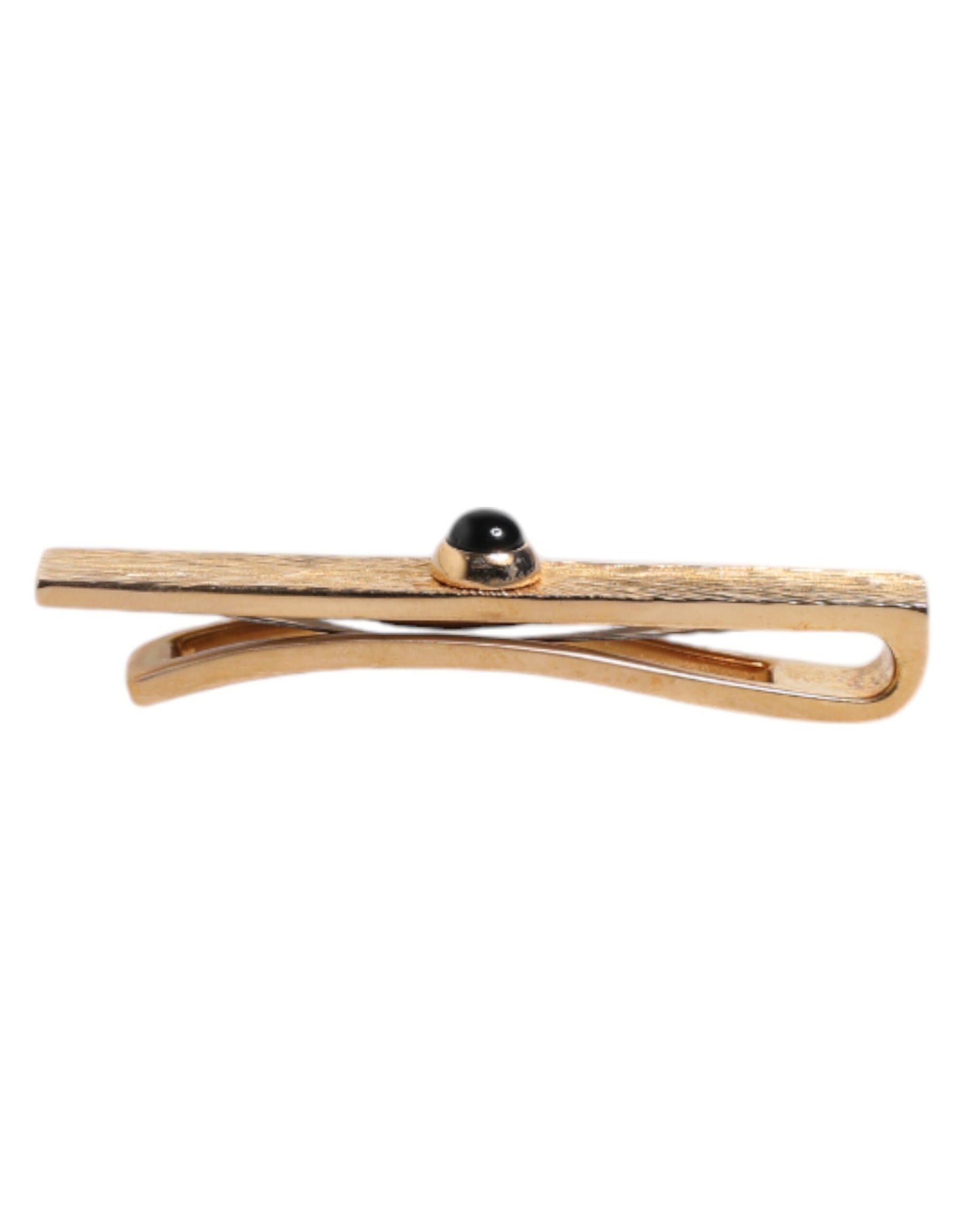 Dolce & Gabbana Black Sapphire Gold Tone Brass Tie Clip Bar | Regal Royce