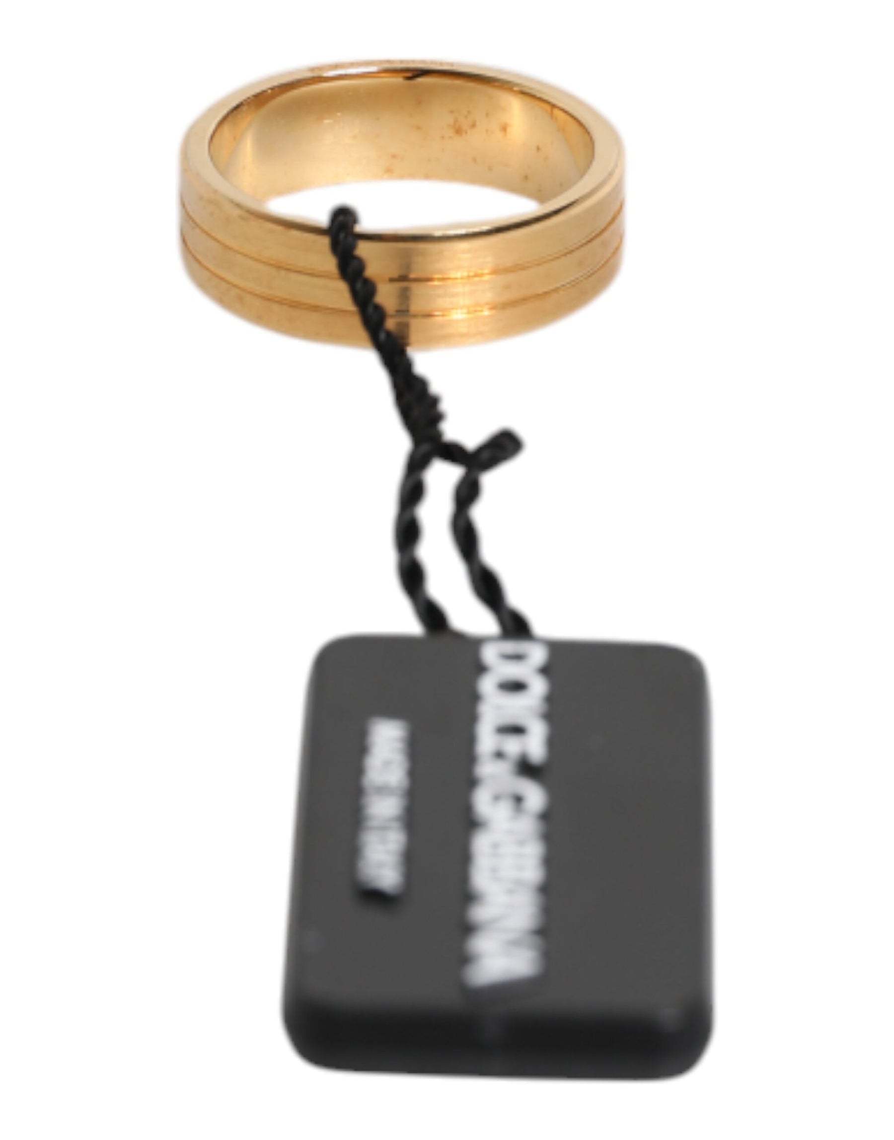 Dolce & Gabbana Gold Tone Brass Red Crystal DG Logo Ring | Regal Royce