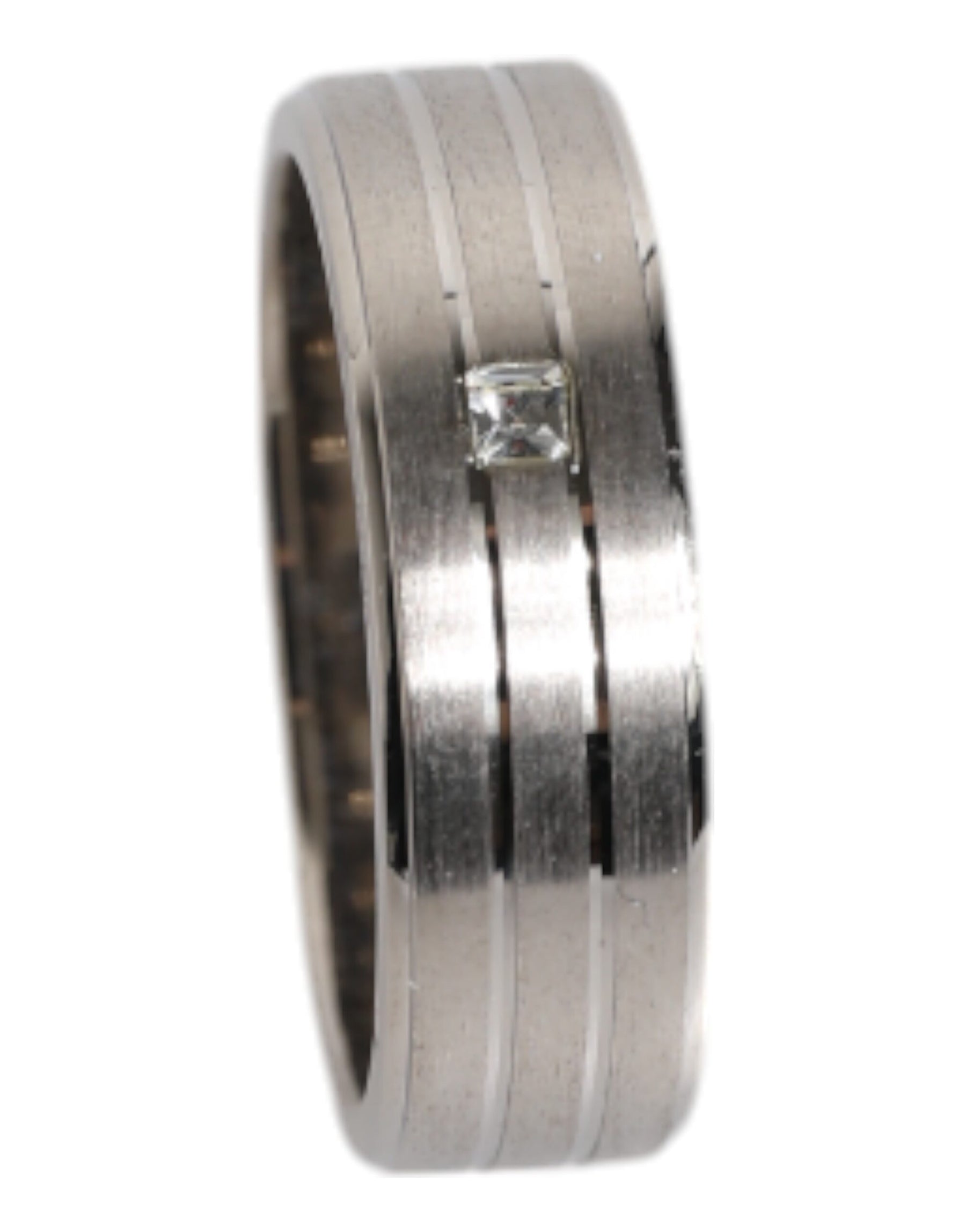 Dolce & Gabbana Silver Tone Brass Clear Crystal DG Logo Ring | Regal Royce