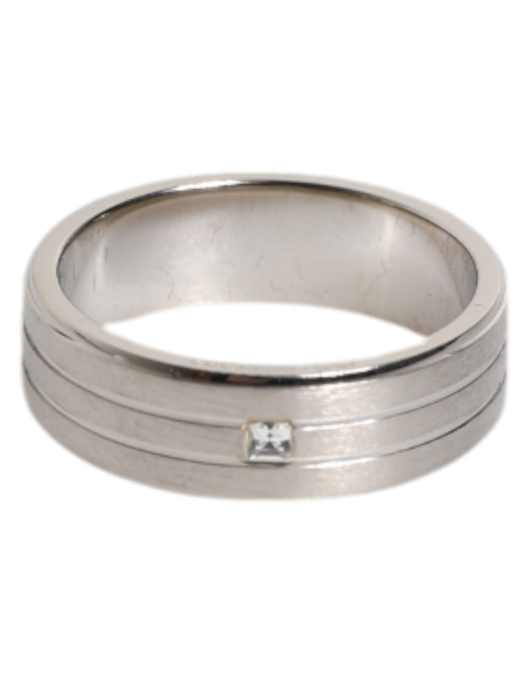 Dolce & Gabbana Silver Tone Brass Clear Crystal DG Logo Ring | Regal Royce