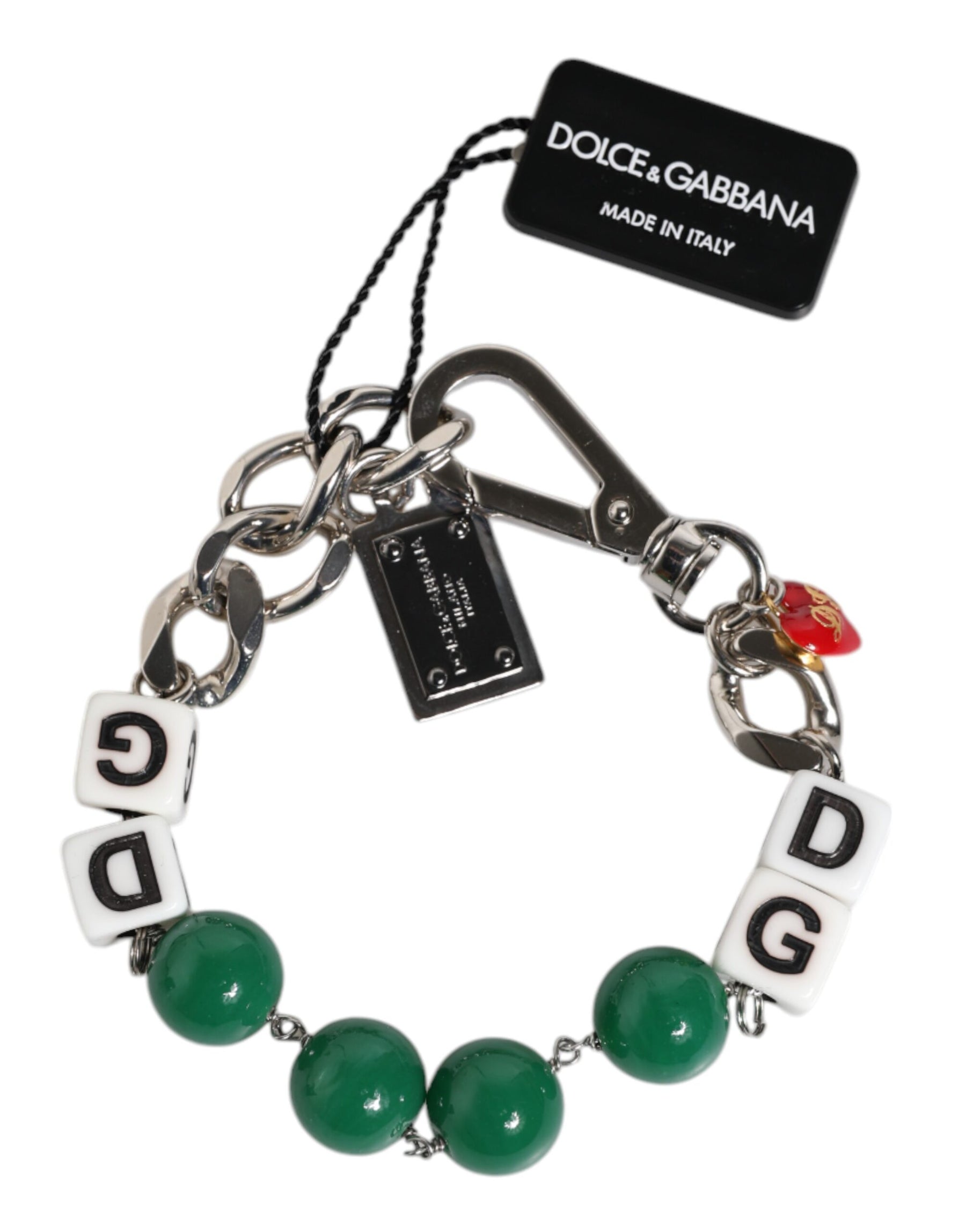 Dolce & Gabbana Silver Tone Brass Bead Dice Logo Embellish Charm Bracelet | Regal Royce