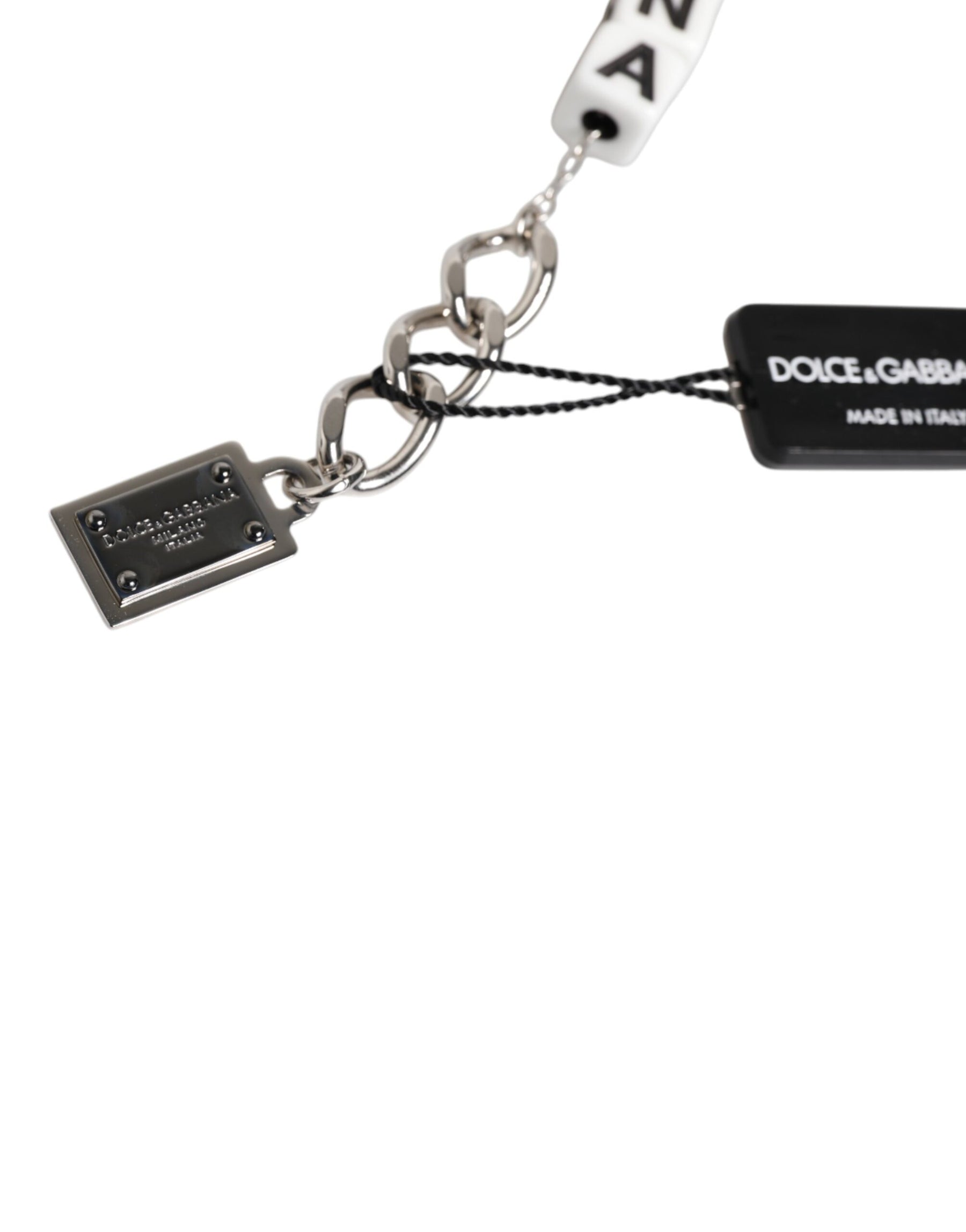 Dolce & Gabbana Silver Brass Chain Dice Logo Embellished Charm Bracelet | Regal Royce