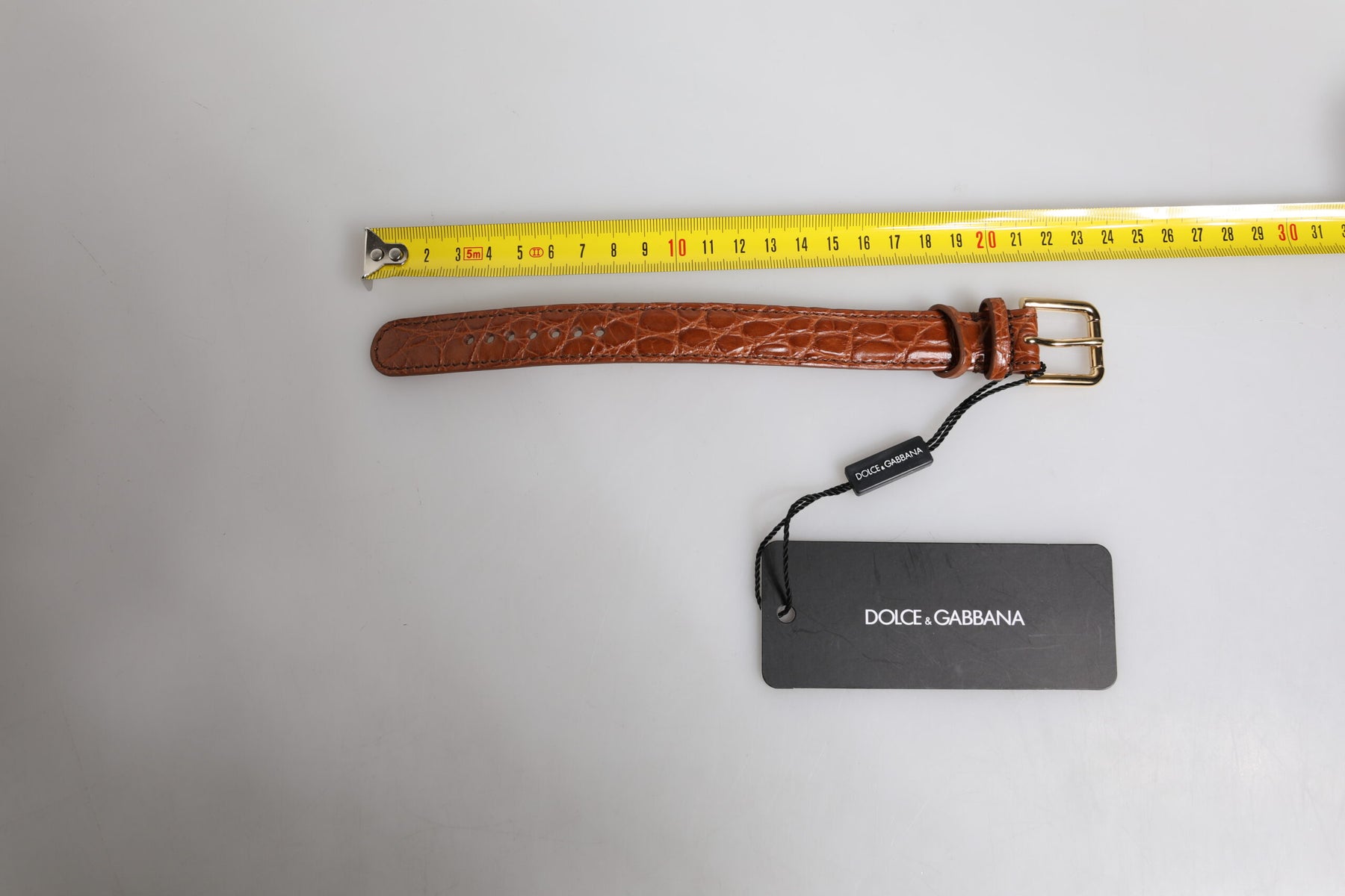 Dolce & Gabbana Brown Textured Leather Gold Metal Buckle Armband | Regal Royce