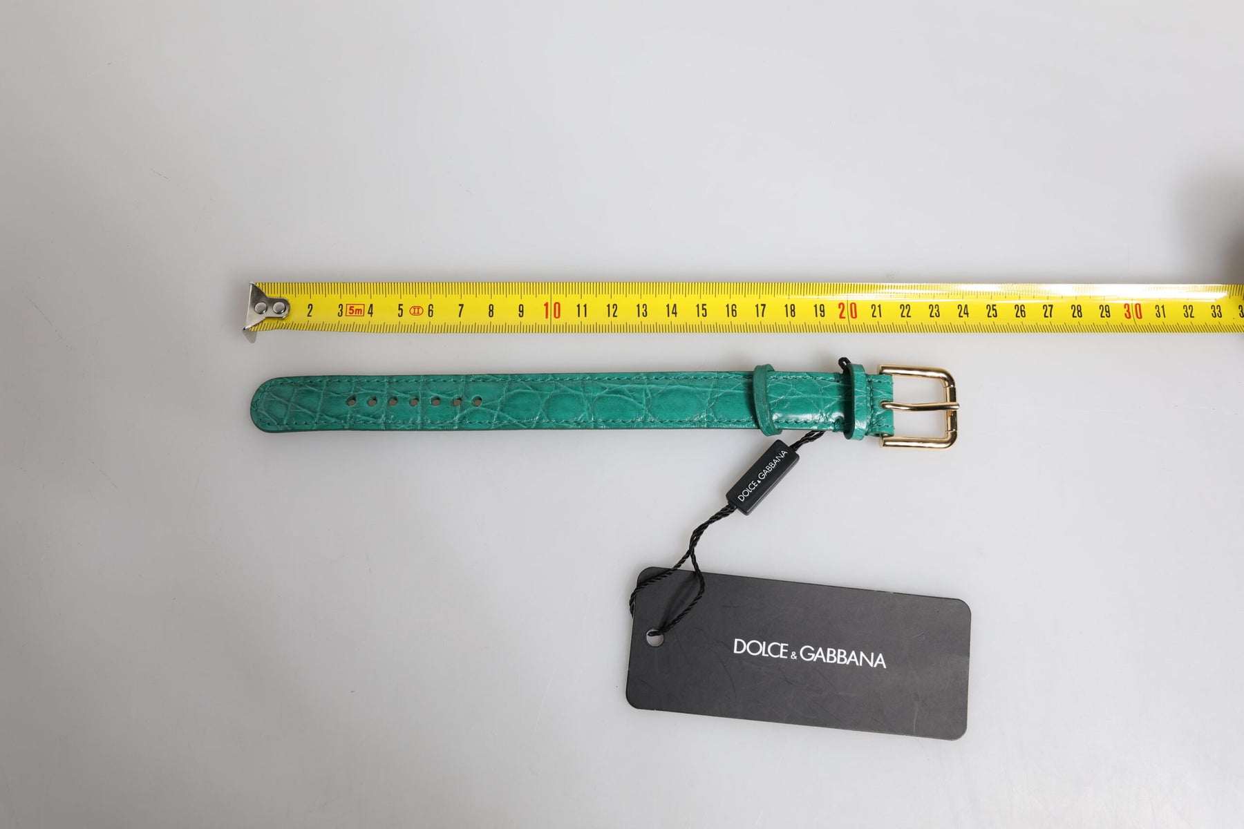 Dolce & Gabbana Green Exotic Leather Gold Tone Metal Buckle Armband | Regal Royce