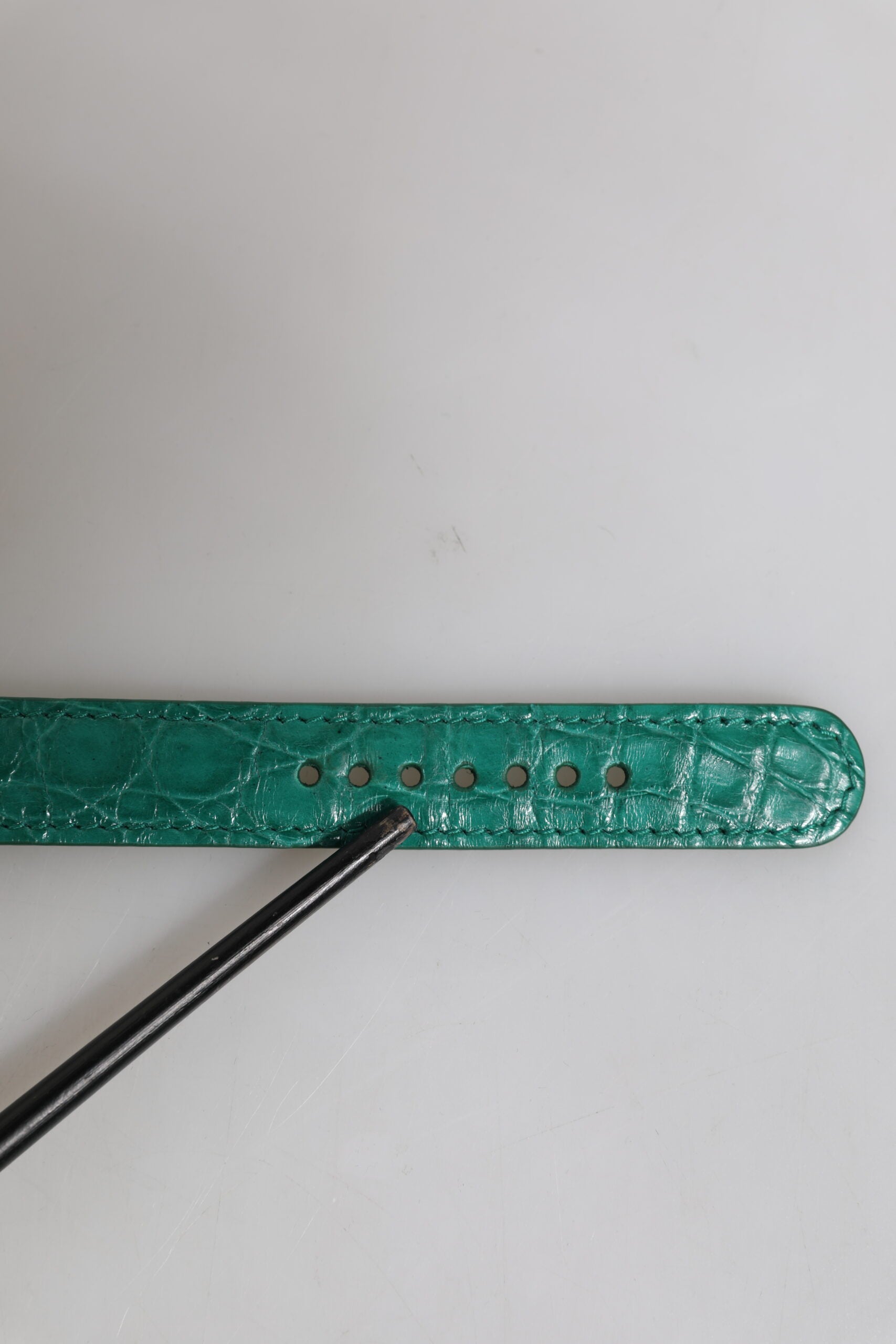 Dolce & Gabbana Green Exotic Leather Gold Tone Metal Buckle Armband | Regal Royce