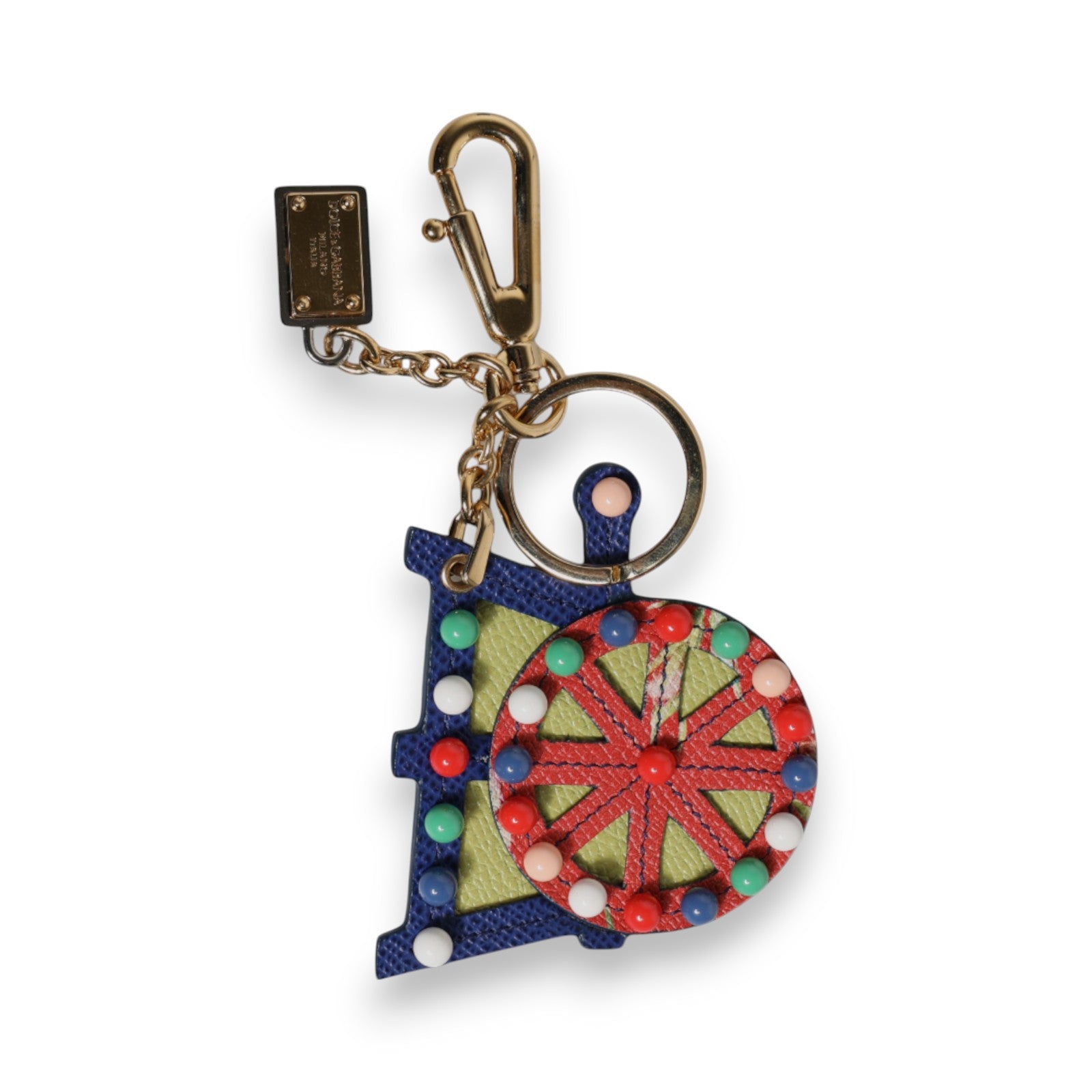 Dolce & Gabbana Multicolor Gold Tone Carretto Keychain Keyring | Regal Royce