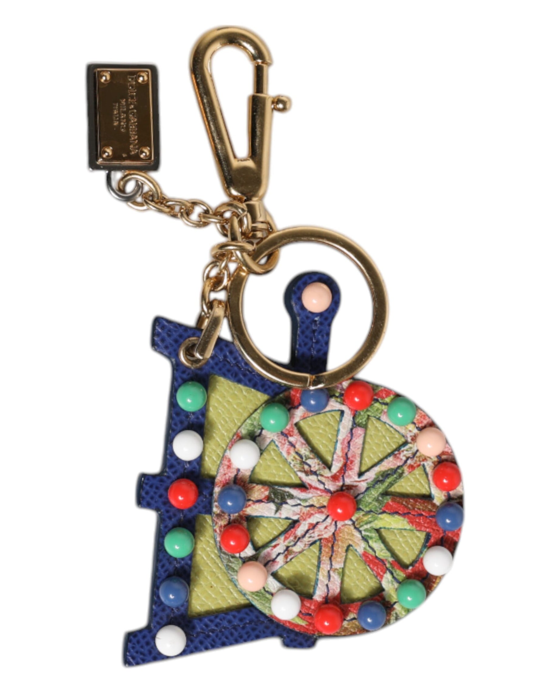 Dolce & Gabbana Multicolor Gold Tone Carretto Keychain Keyring | Regal Royce