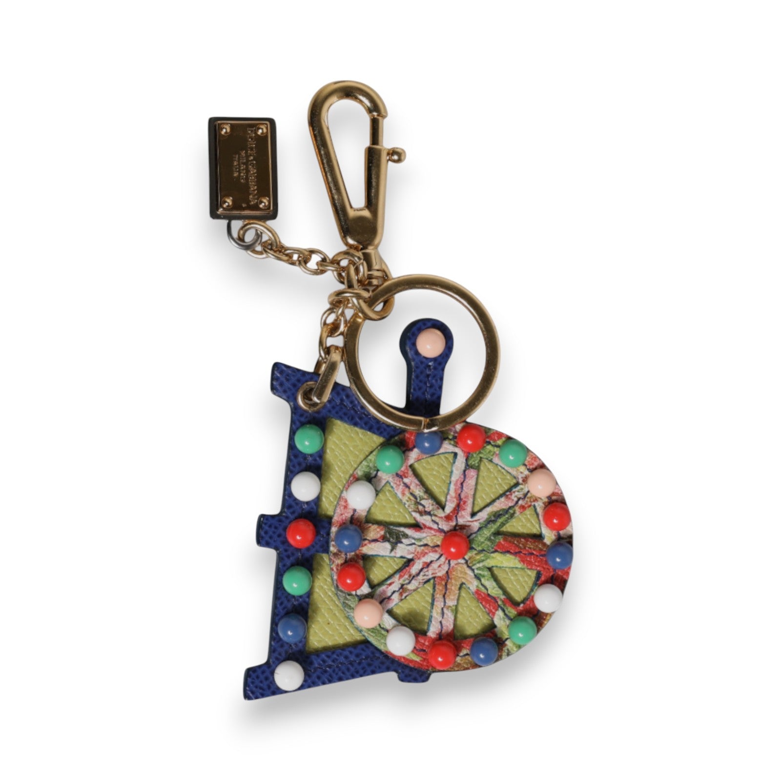 Dolce & Gabbana Multicolor Gold Tone Carretto Keychain Keyring | Regal Royce