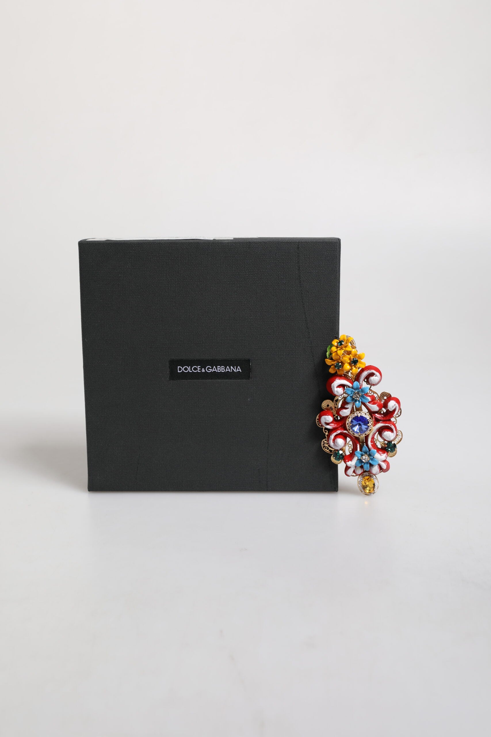 Dolce & Gabbana Multicolor Spring CARRETTO Gold Brass Crystal Hair Clip | Regal Royce