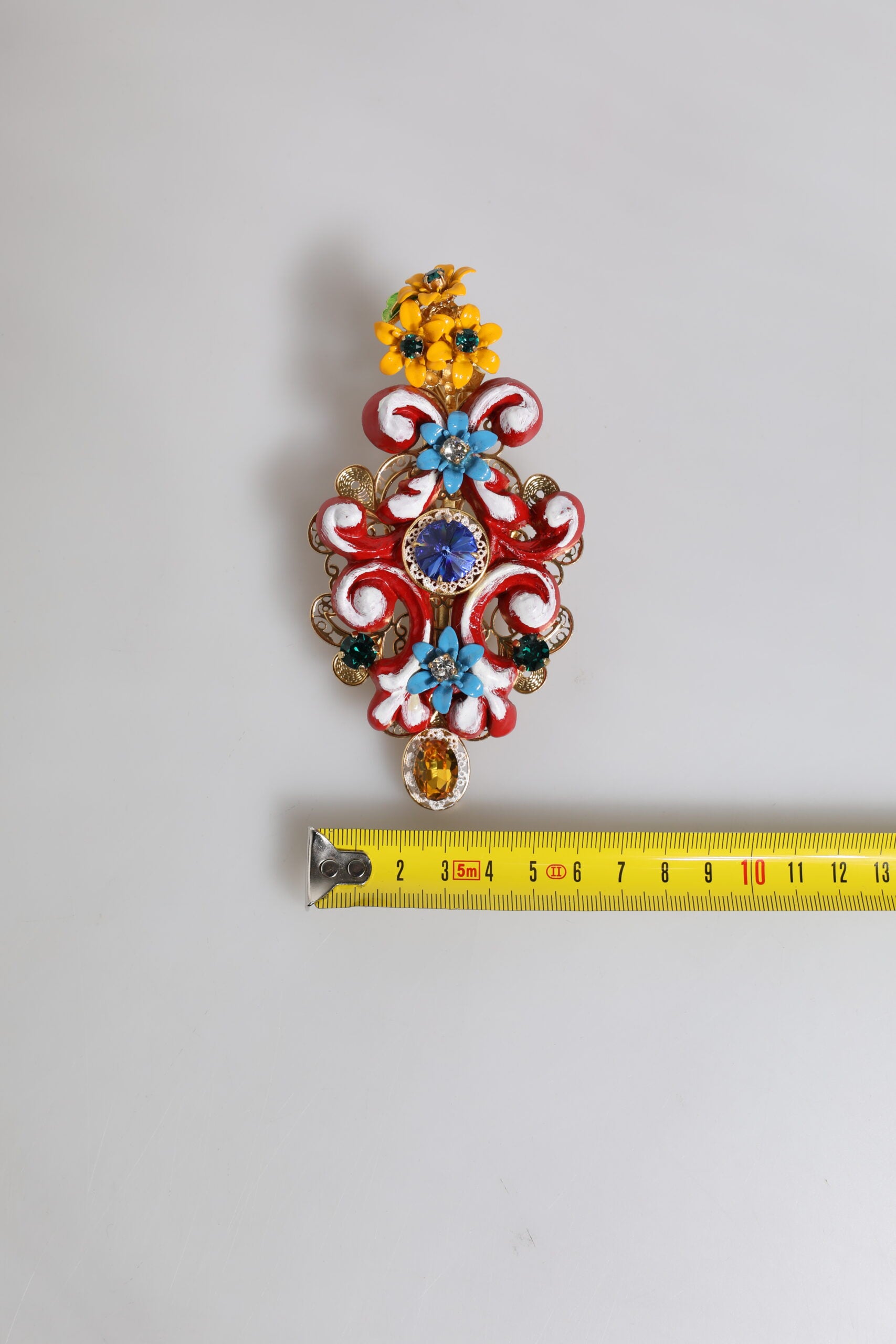 Dolce & Gabbana Multicolor Spring CARRETTO Gold Brass Crystal Hair Clip | Regal Royce