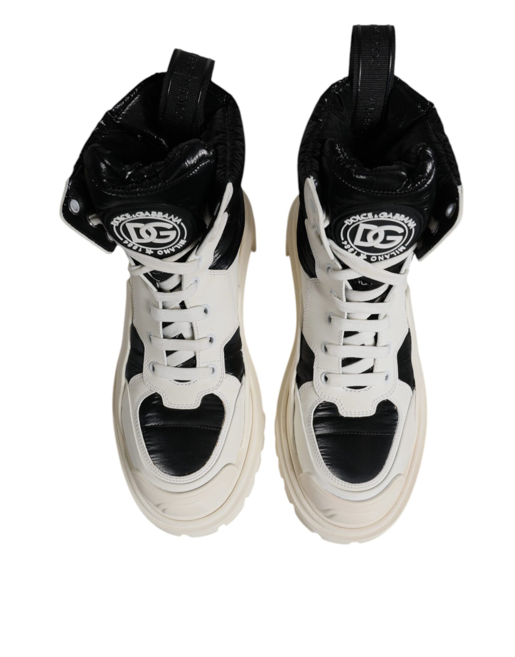 Dolce & Gabbana White Padded Mid Calf Lace Up Boots Shoes | Regal Royce