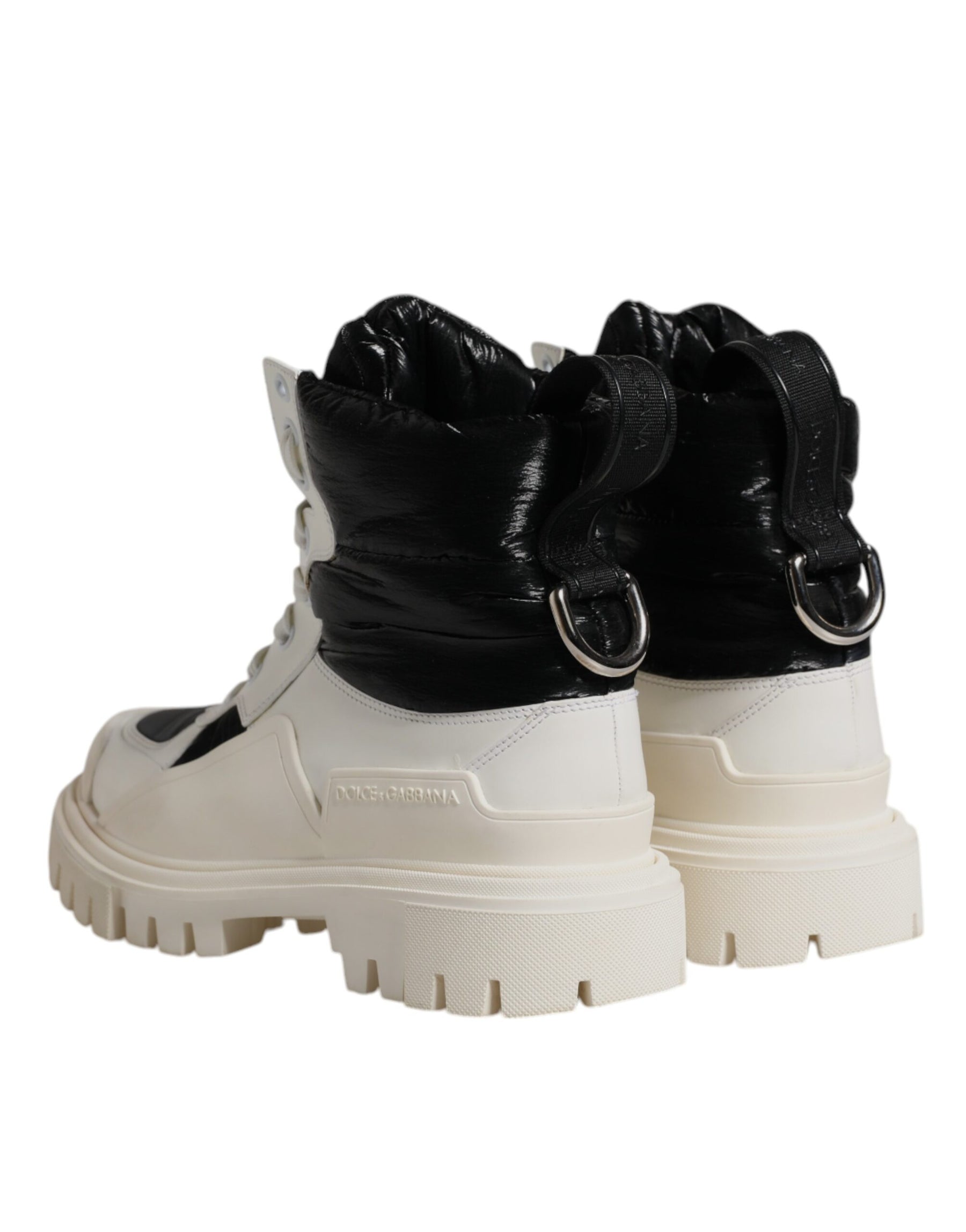 Dolce & Gabbana White Padded Mid Calf Lace Up Boots Shoes | Regal Royce