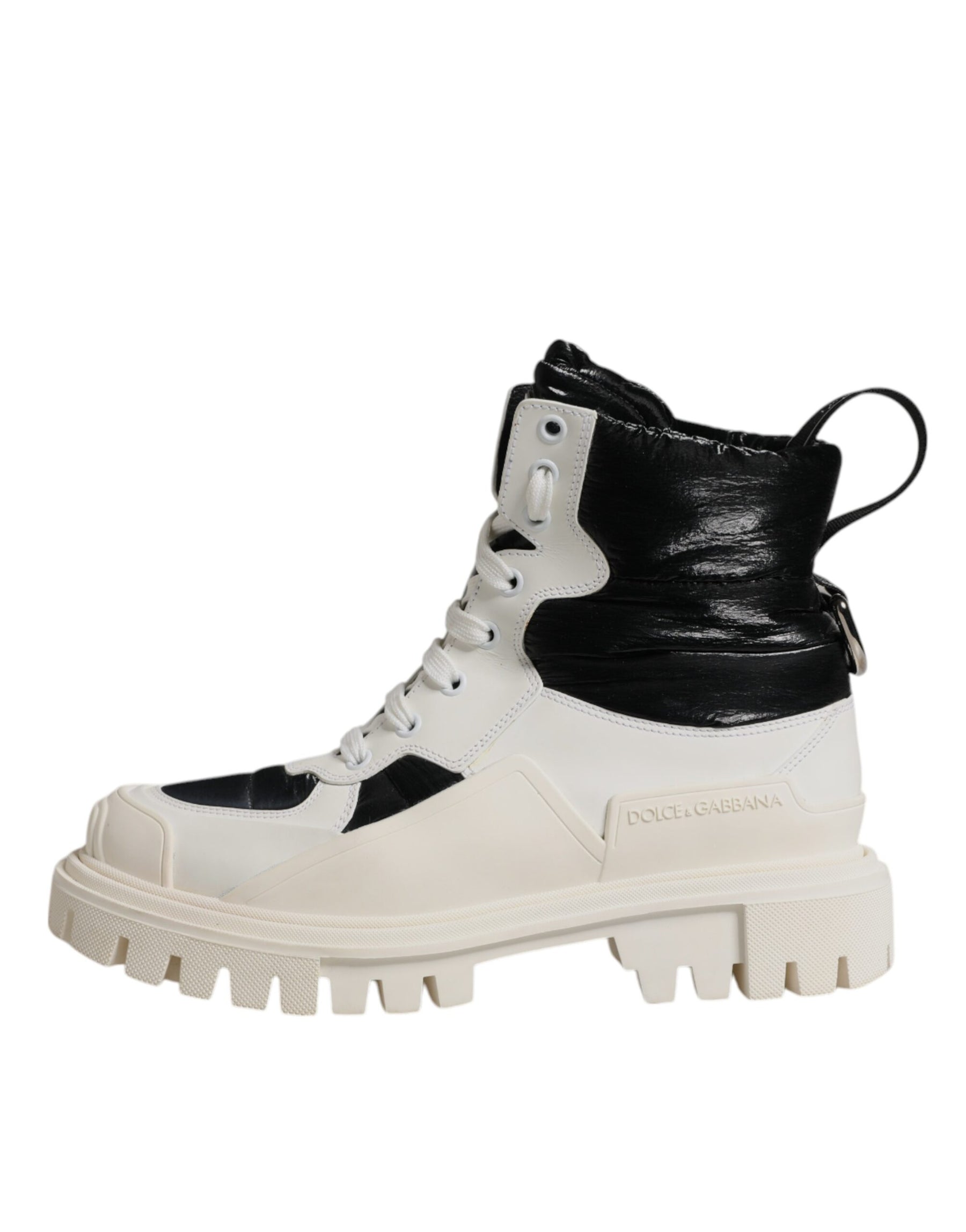 Dolce & Gabbana White Padded Mid Calf Lace Up Boots Shoes | Regal Royce