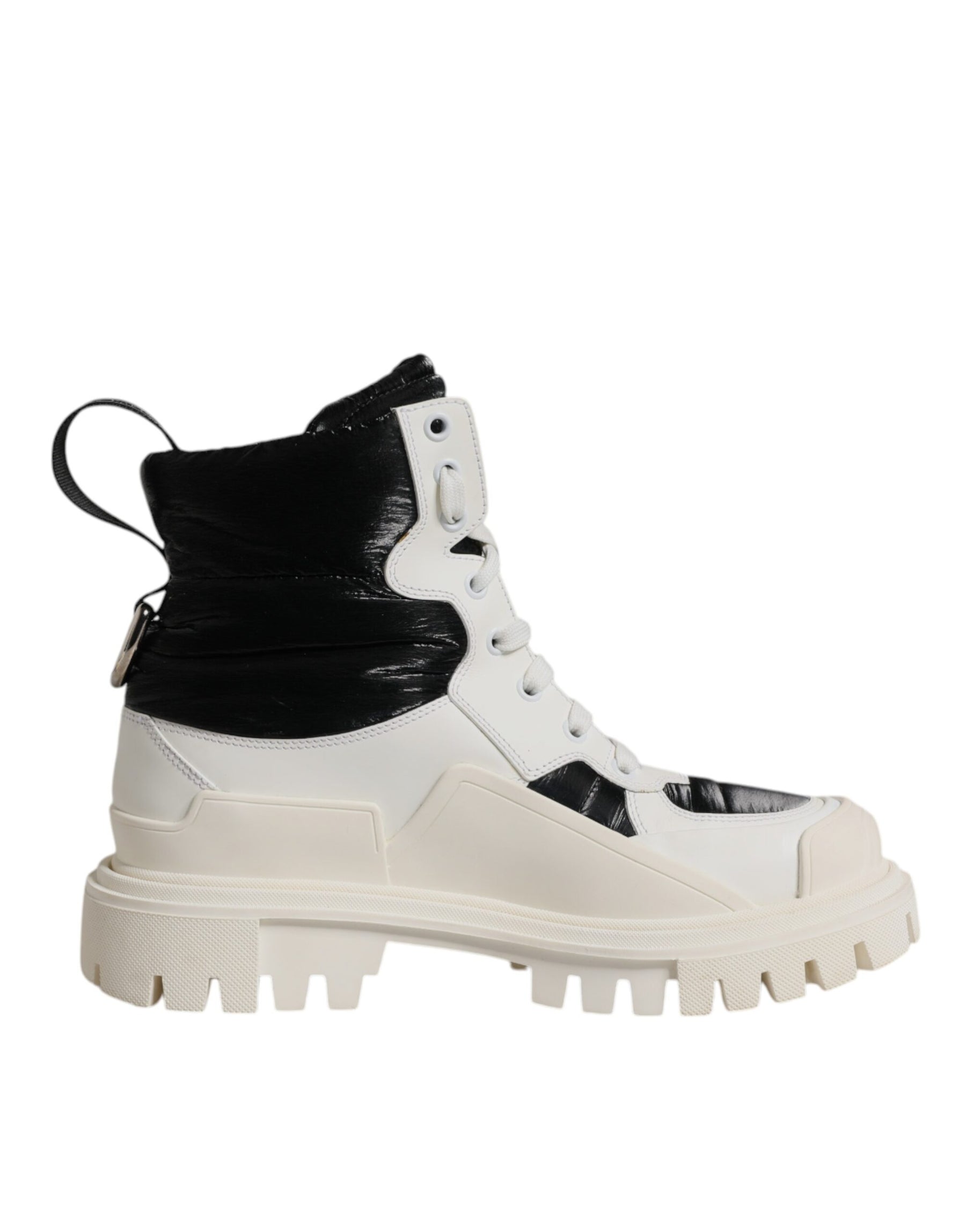 Dolce & Gabbana White Padded Mid Calf Lace Up Boots Shoes | Regal Royce